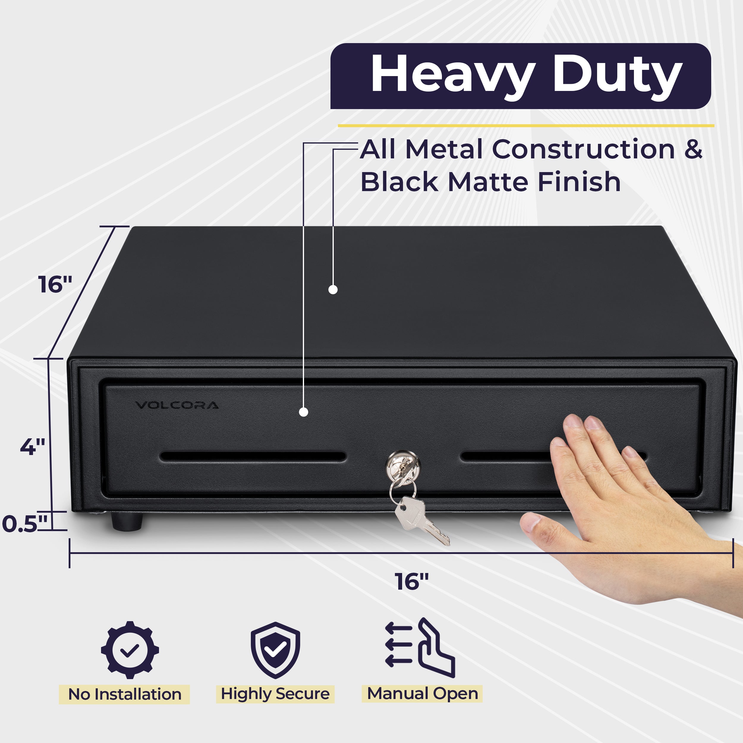 Volcora 16" Manual Open Cash Drawer