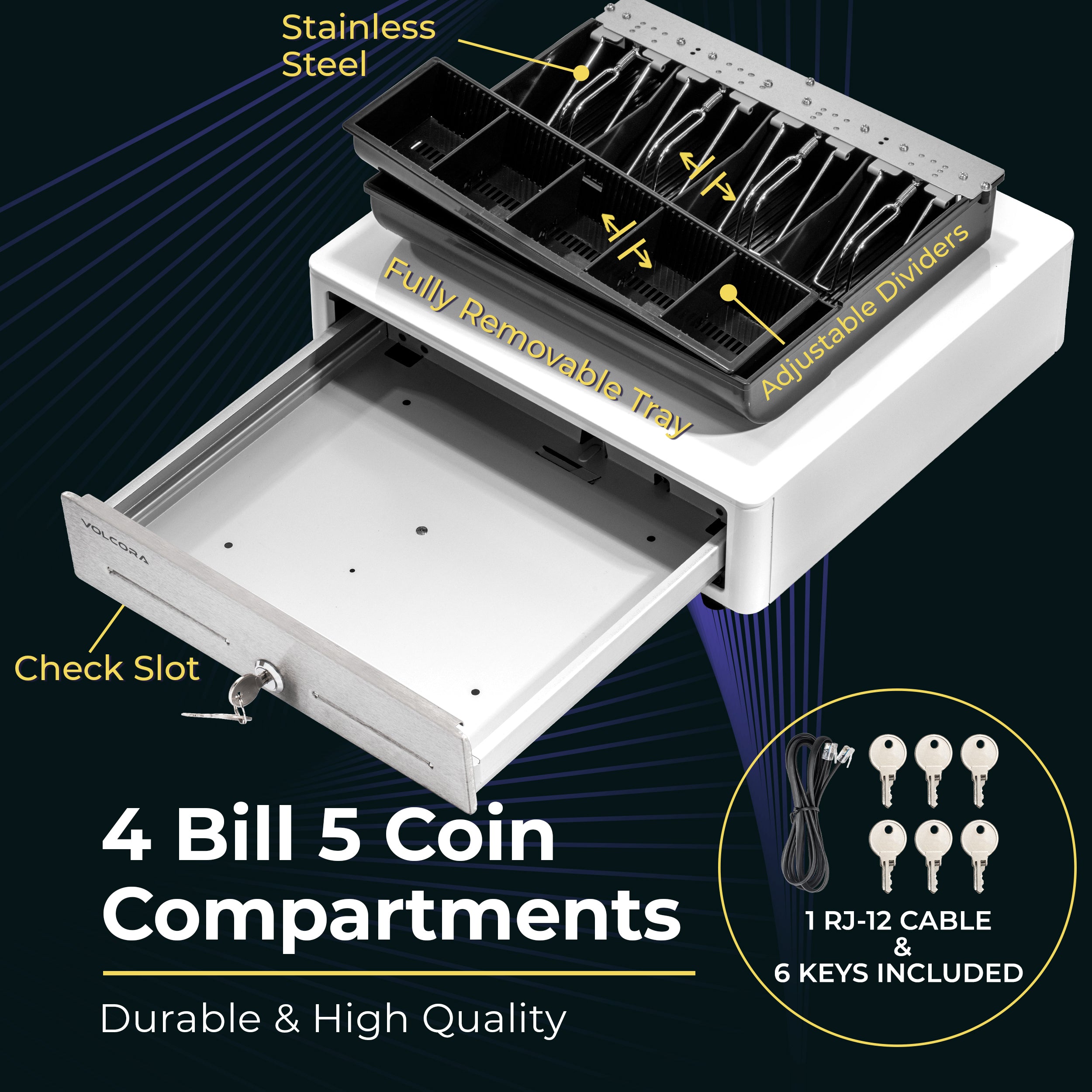Volcora 14'' Mini Automatic Open Cash Drawer