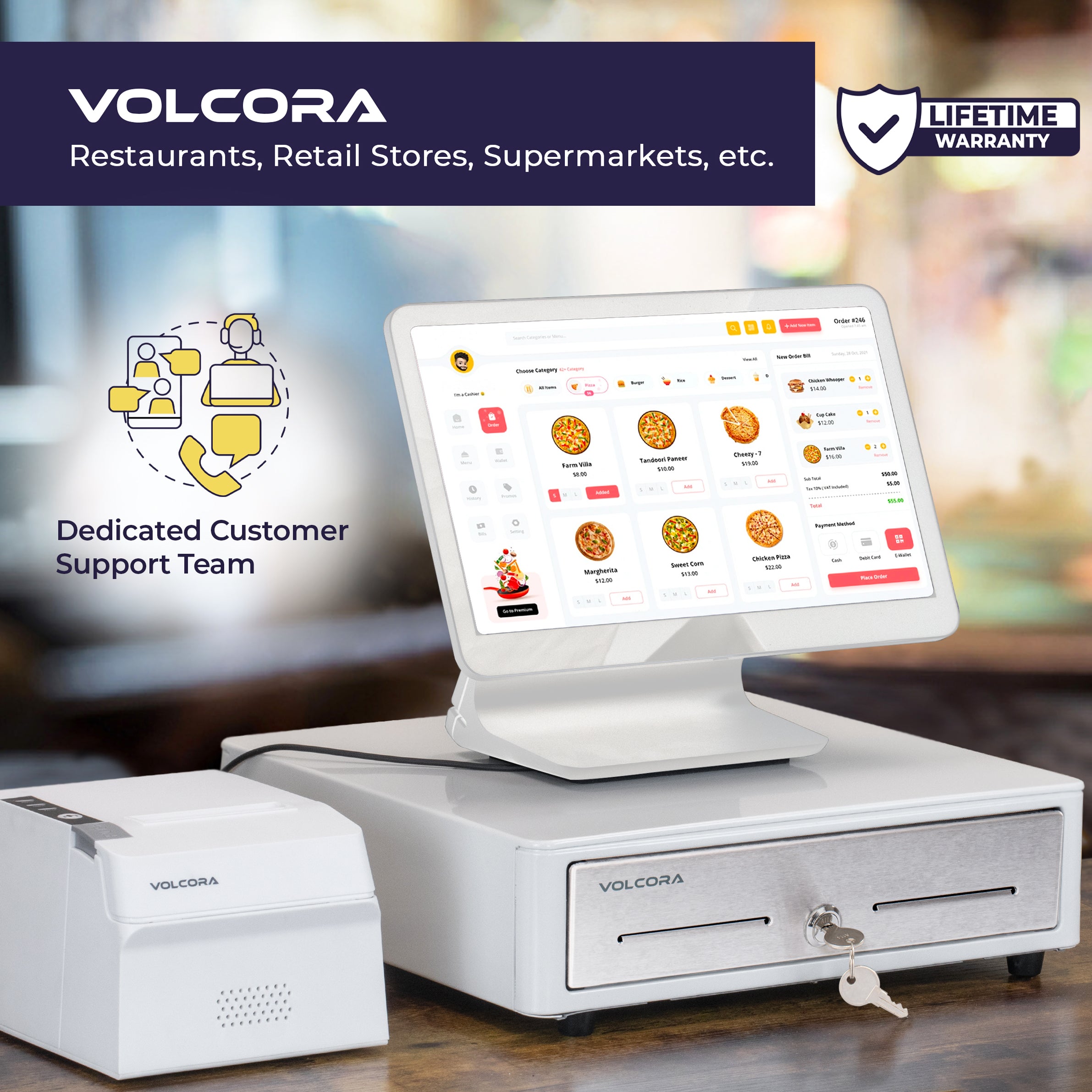 Volcora 14'' Mini Automatic Open Cash Drawer