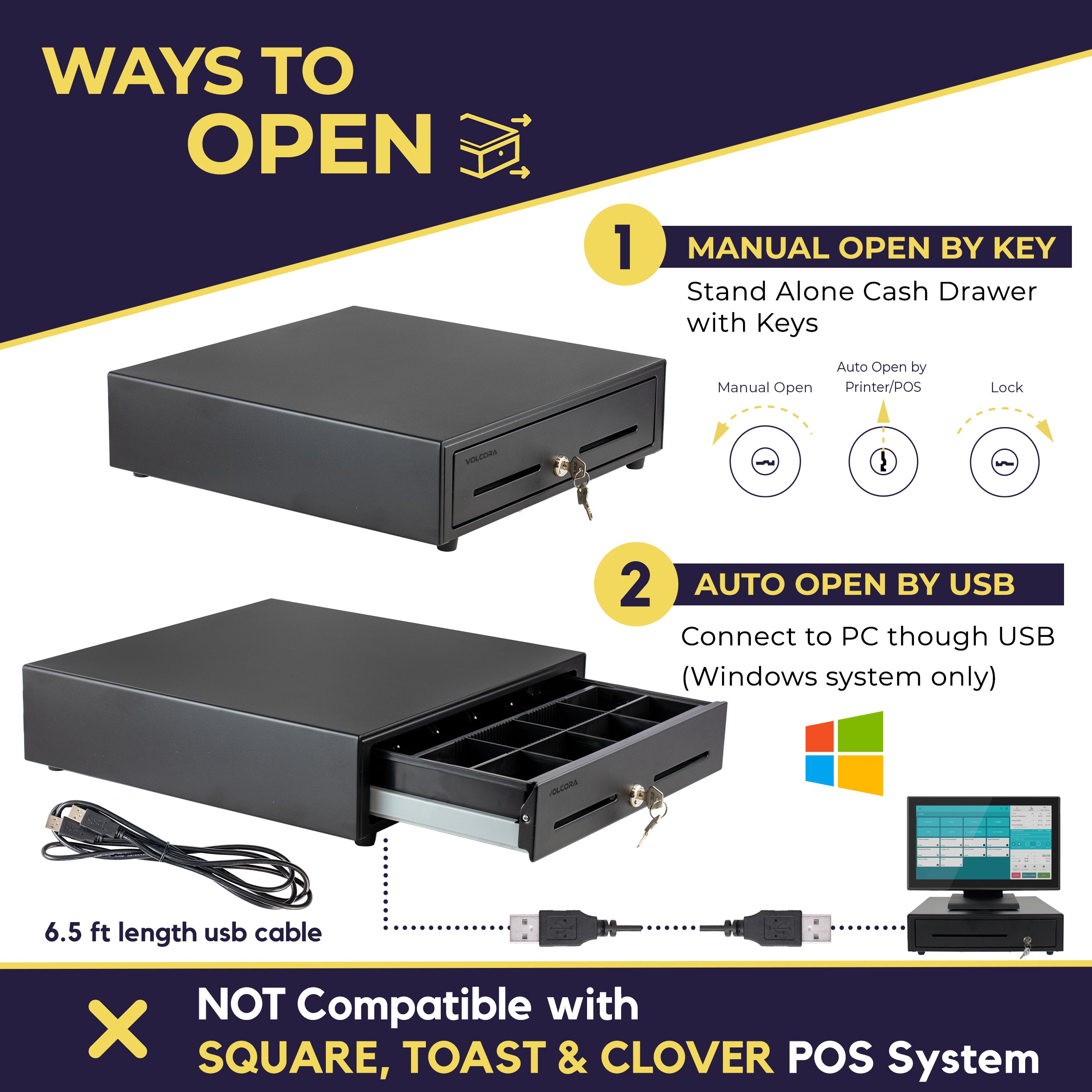Volcora 16" USB Cash Drawer