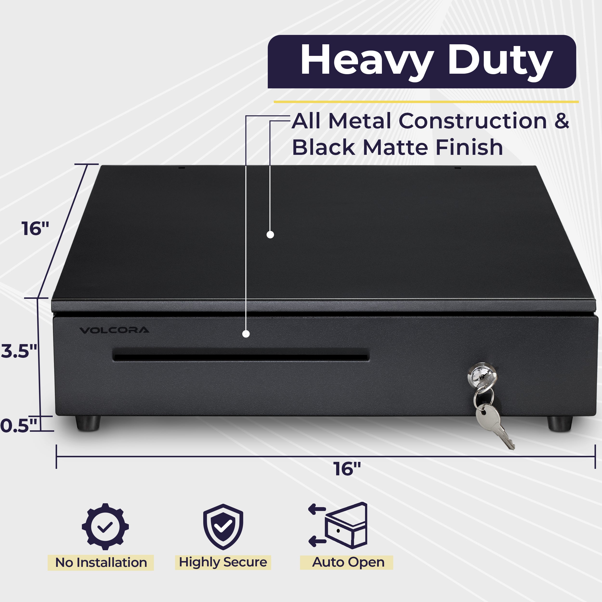 Volcora 16" Automatic Open Cash Drawer
