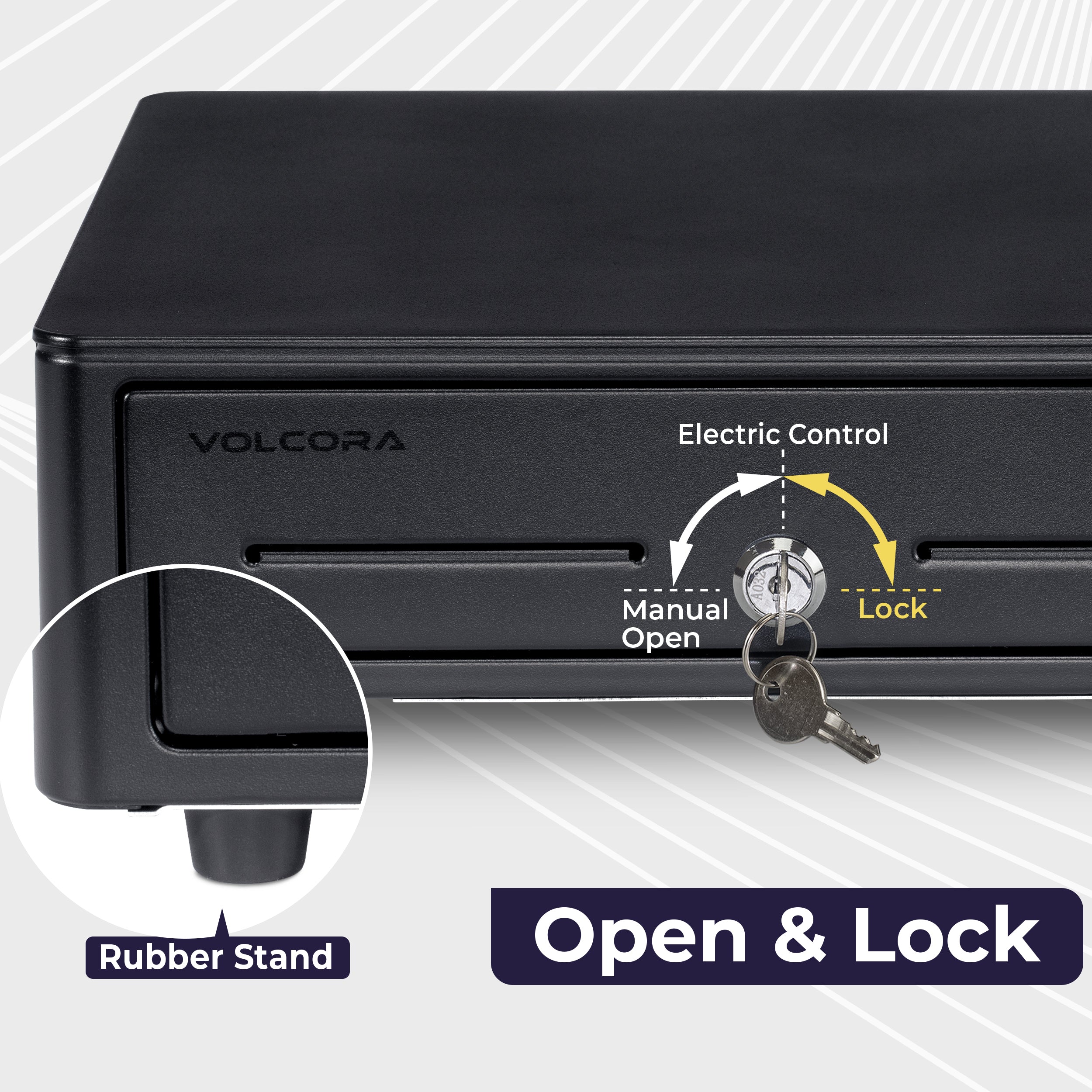 Volcora 13" Mini Automatic Open Cash Drawer with Round Corners