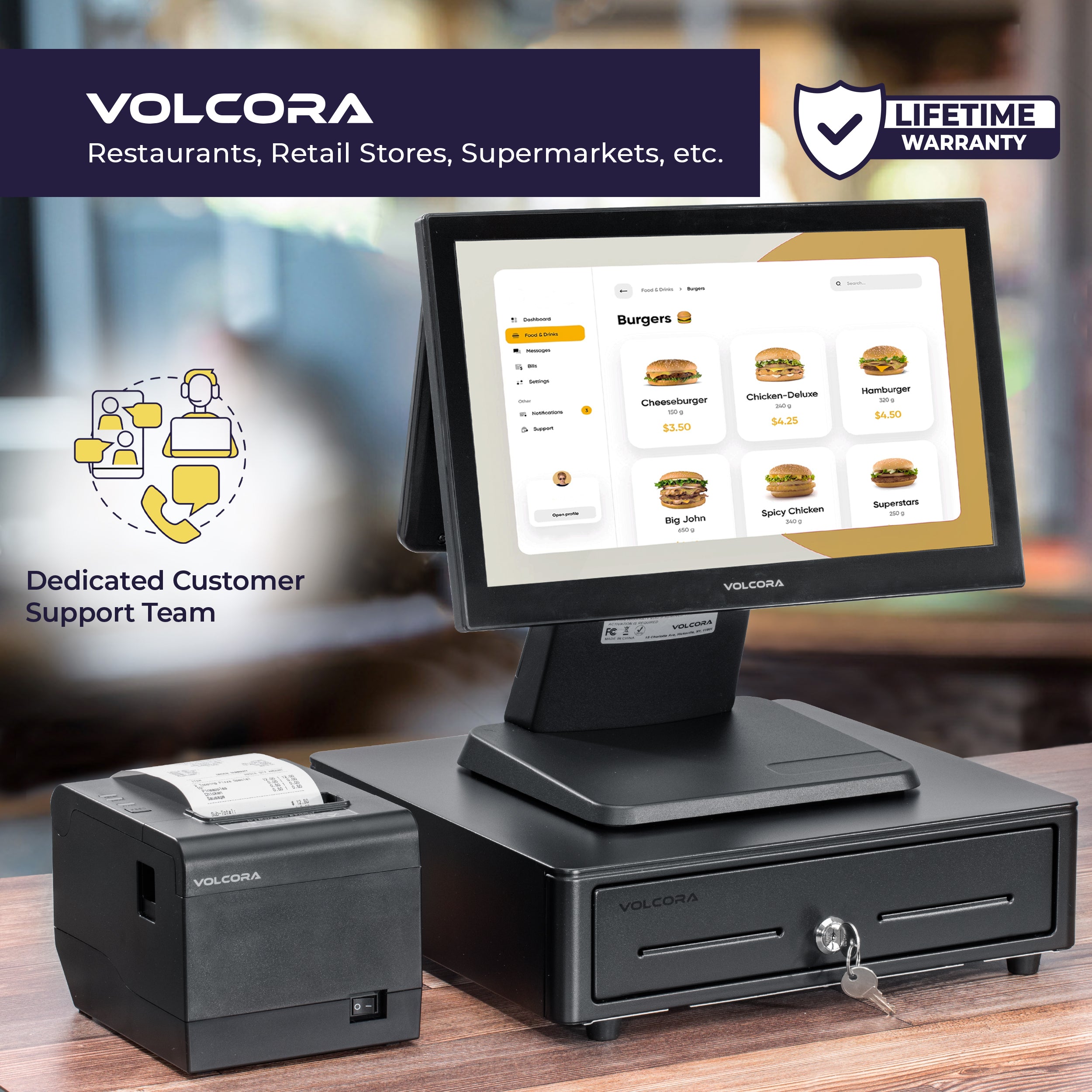 Volcora 13" Mini Automatic Open Cash Drawer with Round Corners