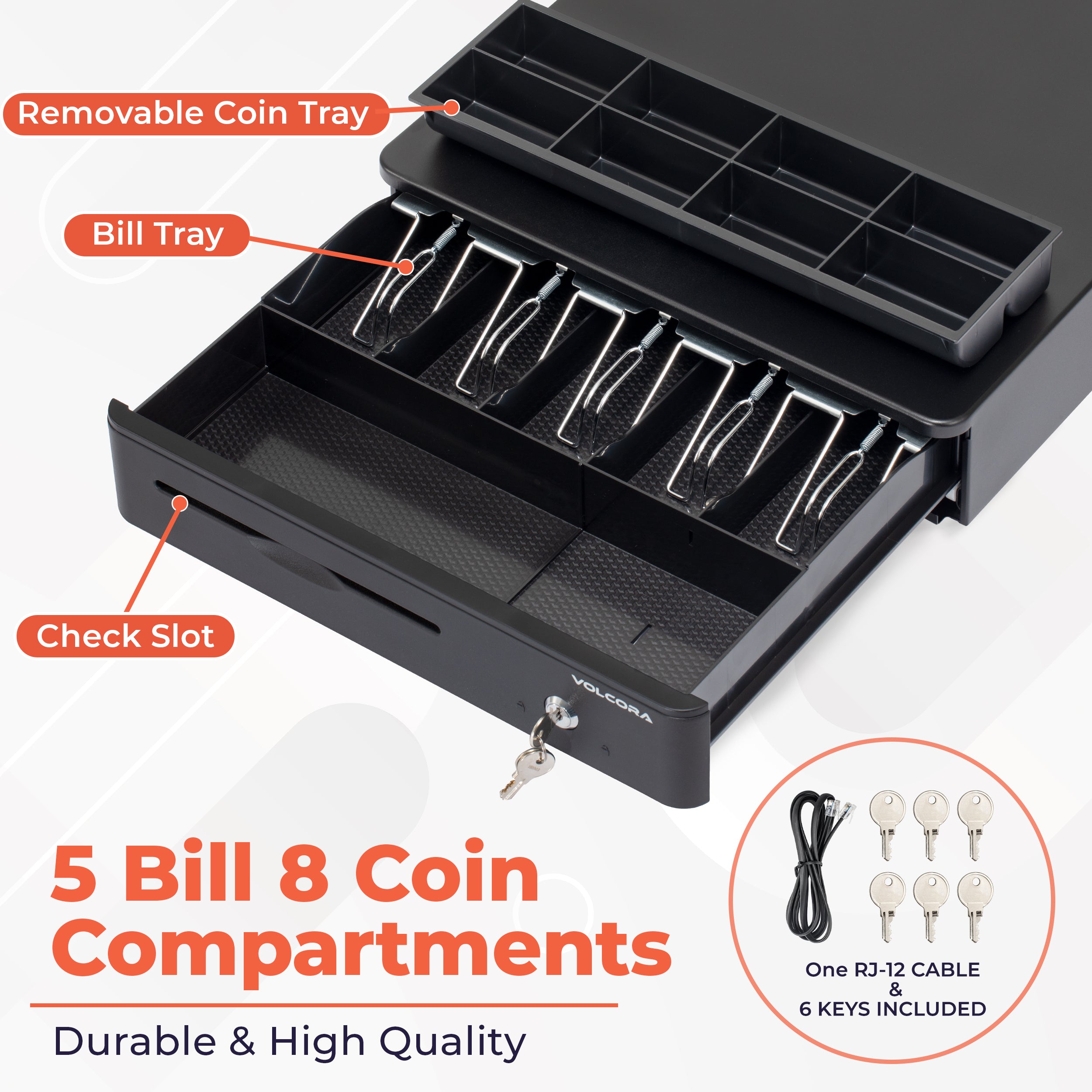 Volcora 16" Automatic Open Cash Drawer with Front Round Corner