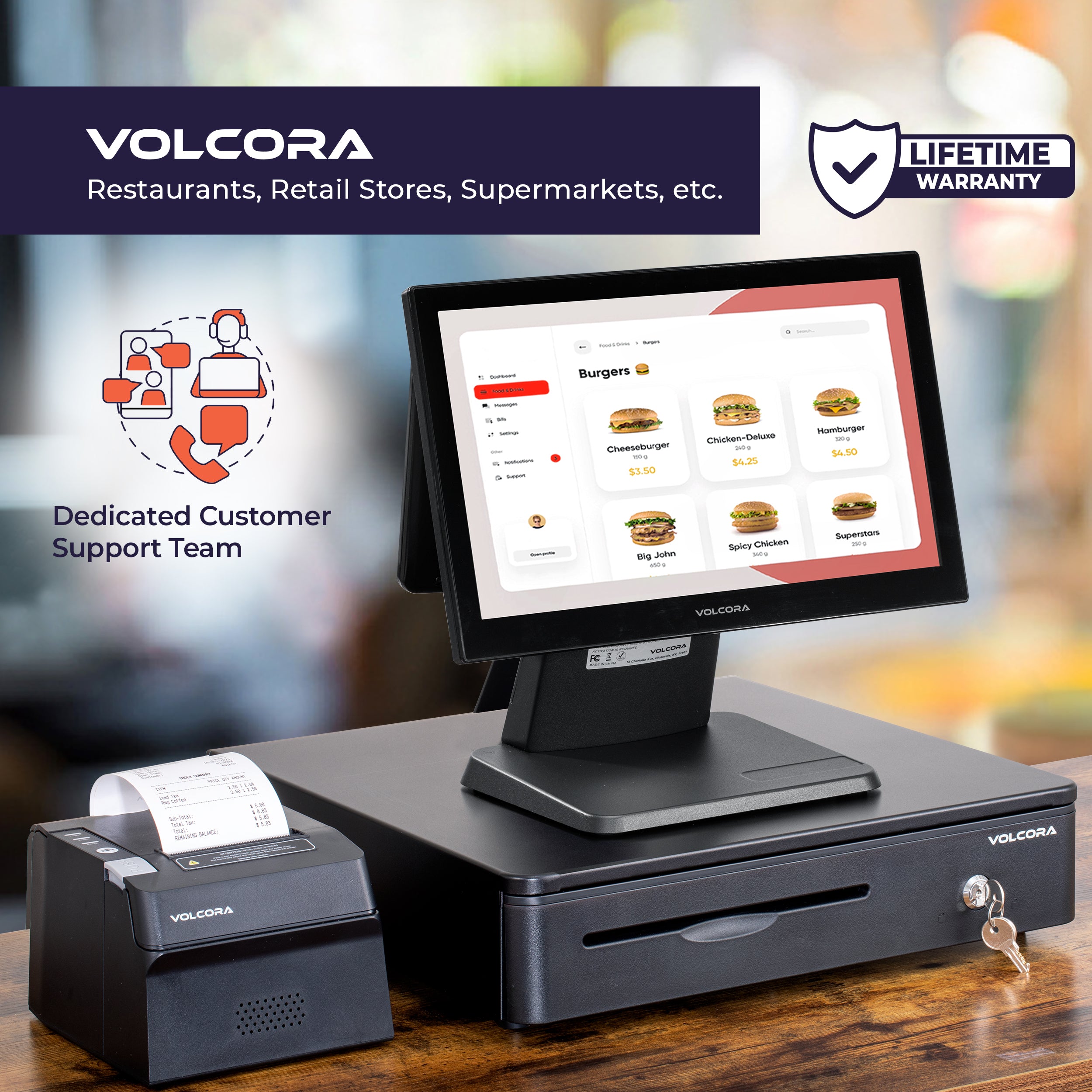 Volcora 16" Automatic Open Cash Drawer with Front Round Corner