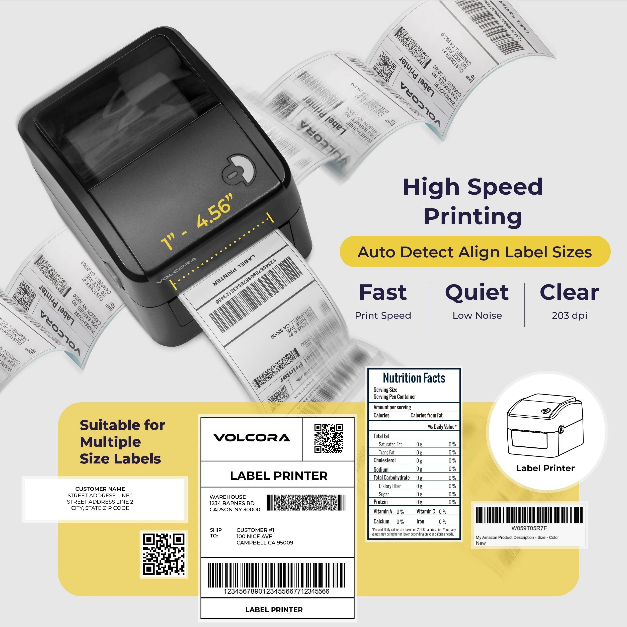 Volcora V-LBPTZ Series High Speed 4" Thermal Label Printer