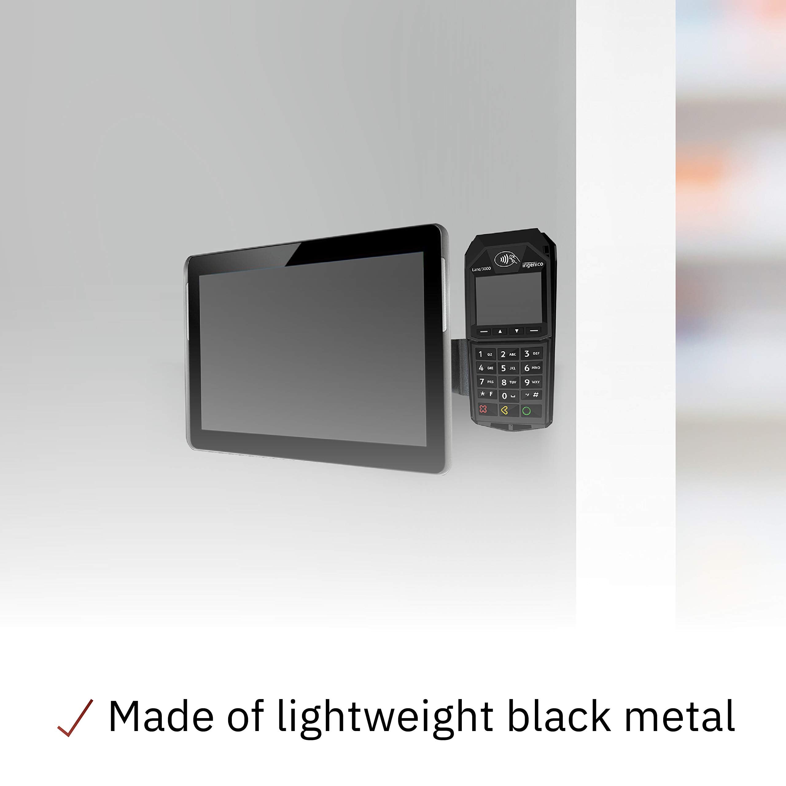 Ingenico Lane 3000/5000/7000/8000 VESA Metal Mounting Bracket for 19" to 23" Monitor, Screw-in Installation, Black