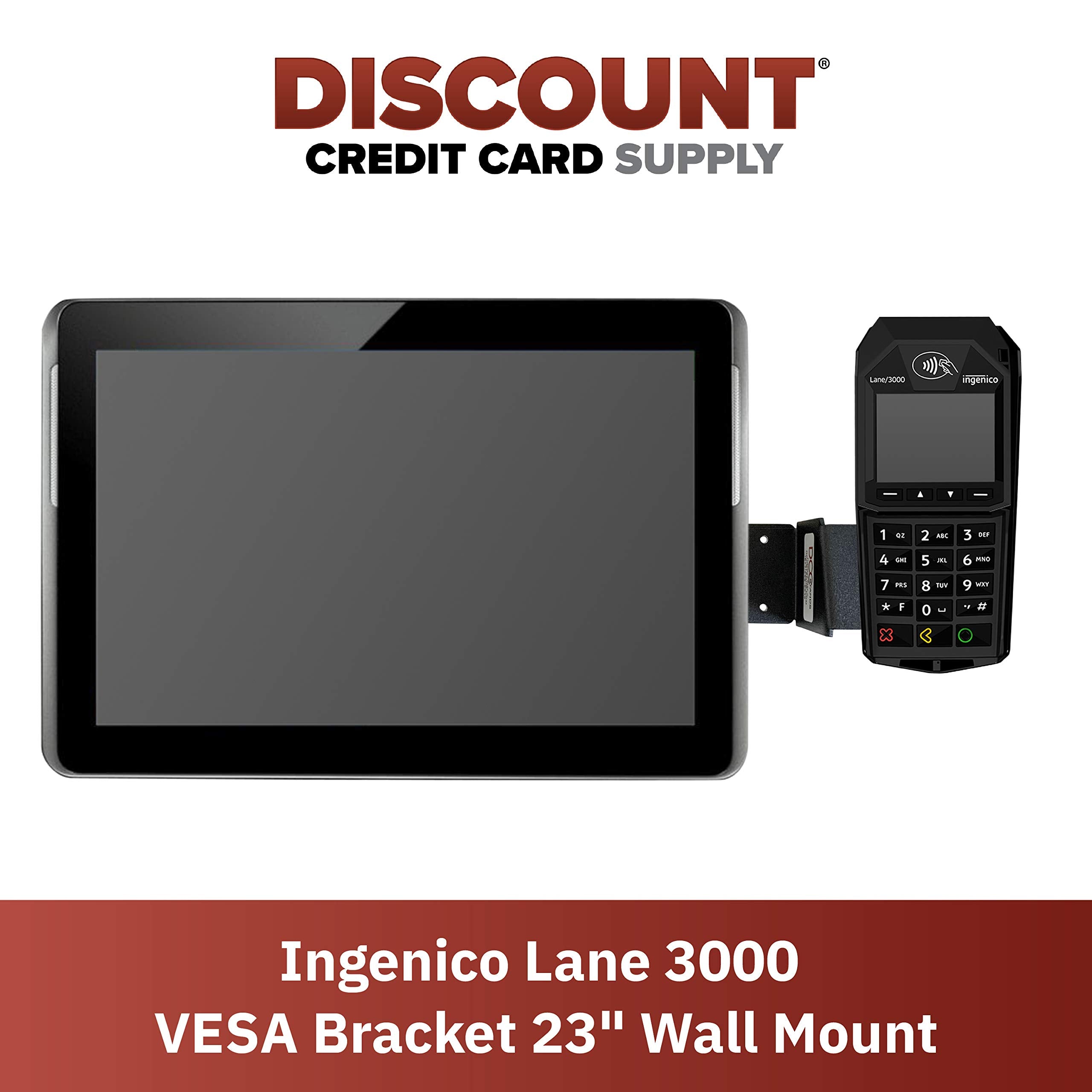 Ingenico Lane 3000/5000/7000/8000 VESA Metal Mounting Bracket for 19" to 23" Monitor, Screw-in Installation, Black