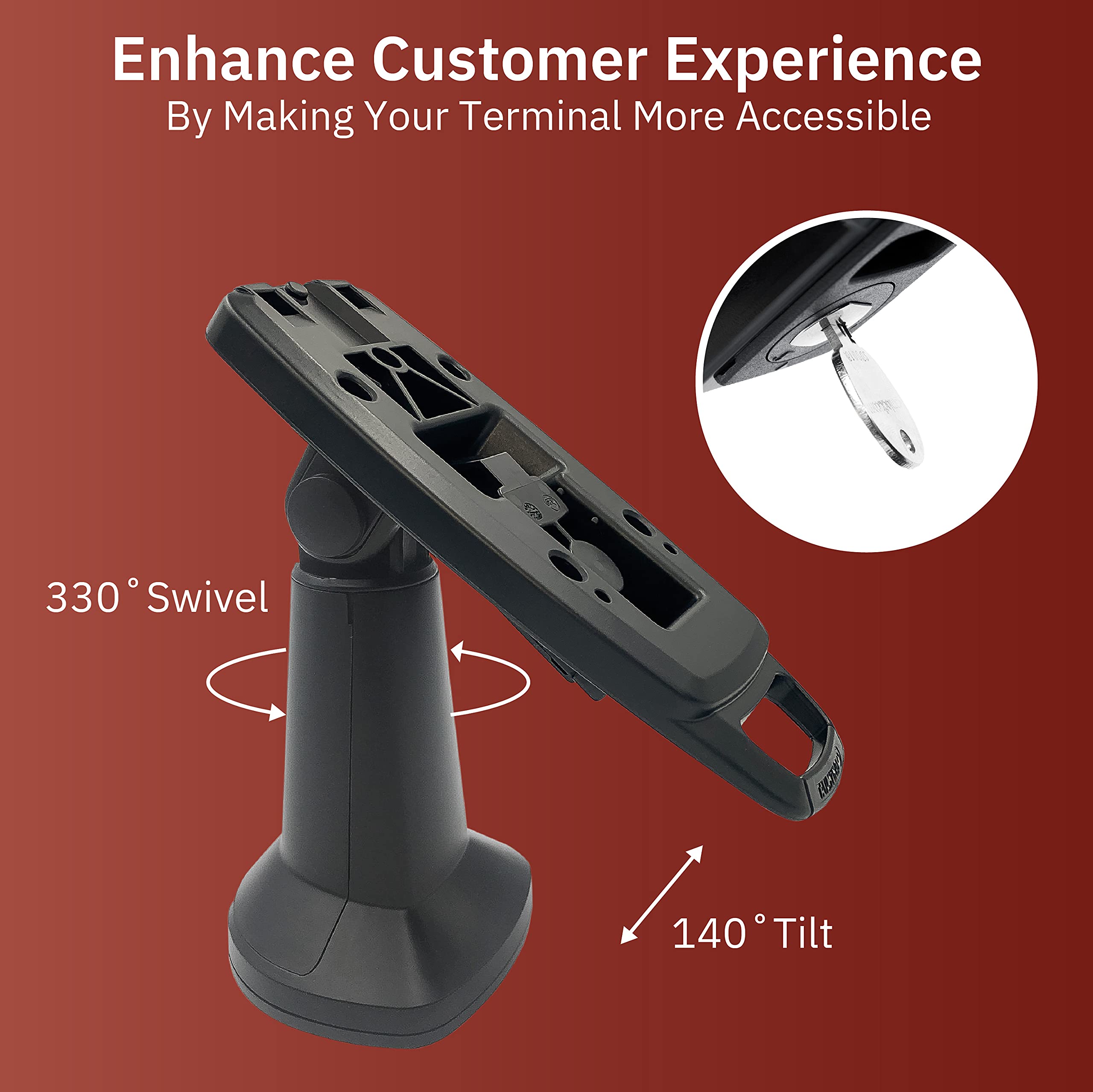 Verifone Mx915 / Mx925 / M400 / M440 7" Key Locking Pole Mount Stand
