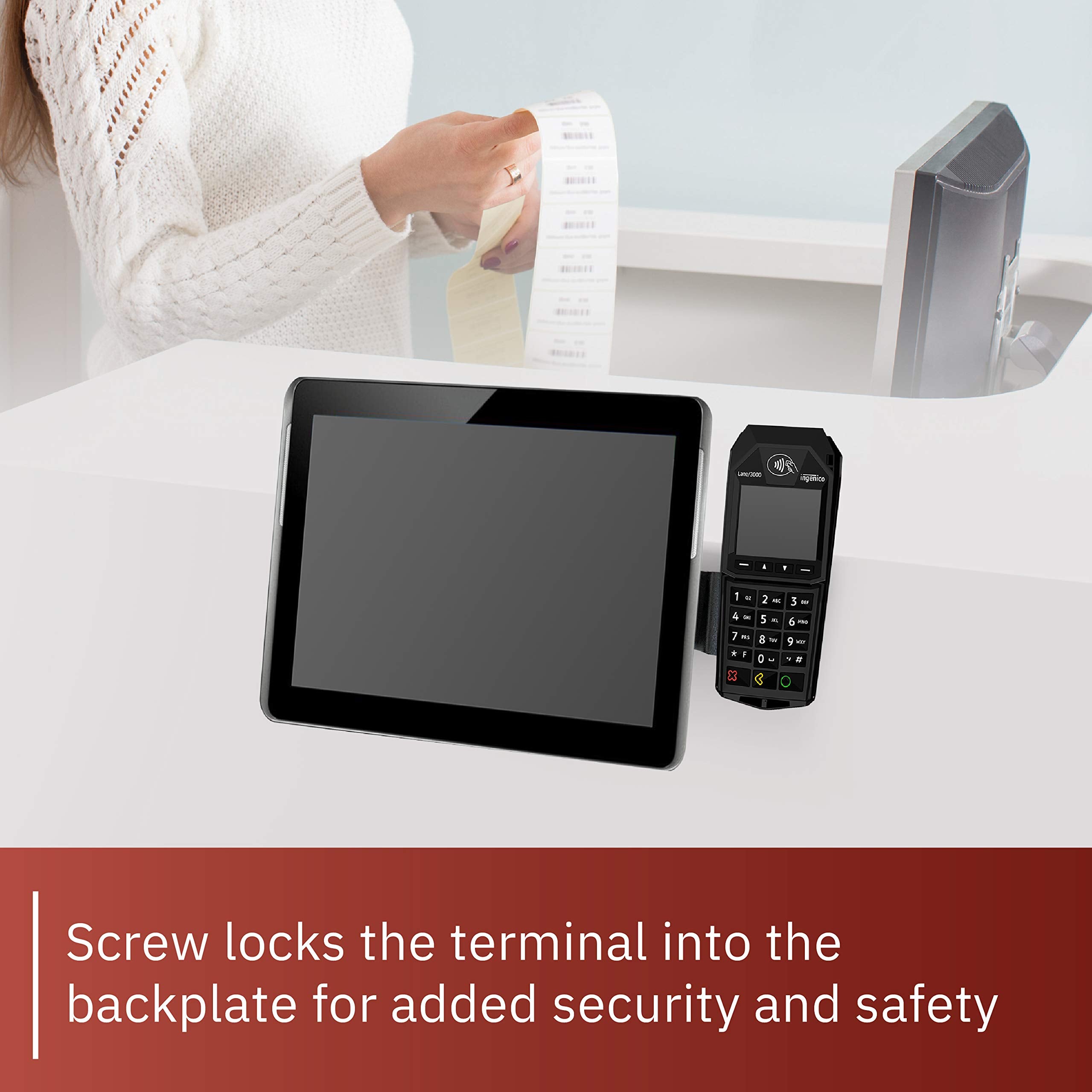 Ingenico Lane 3000/5000/7000/8000 VESA Metal Mounting Bracket for 19" to 23" Monitor, Screw-in Installation, Black