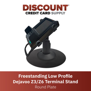 Dejavoo Z3/Z6 Low Profile Black Swivel and Tilt Freestanding Metal Stand with Round Plate - DCCSUPPLY.COM