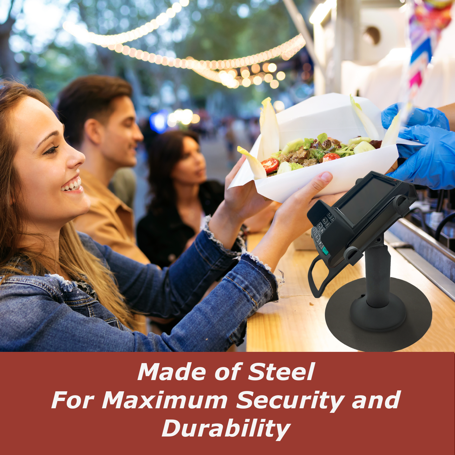 Castles VEGA3000 PIN Pad Freestanding Swivel and Tilt Stand with Round Plate