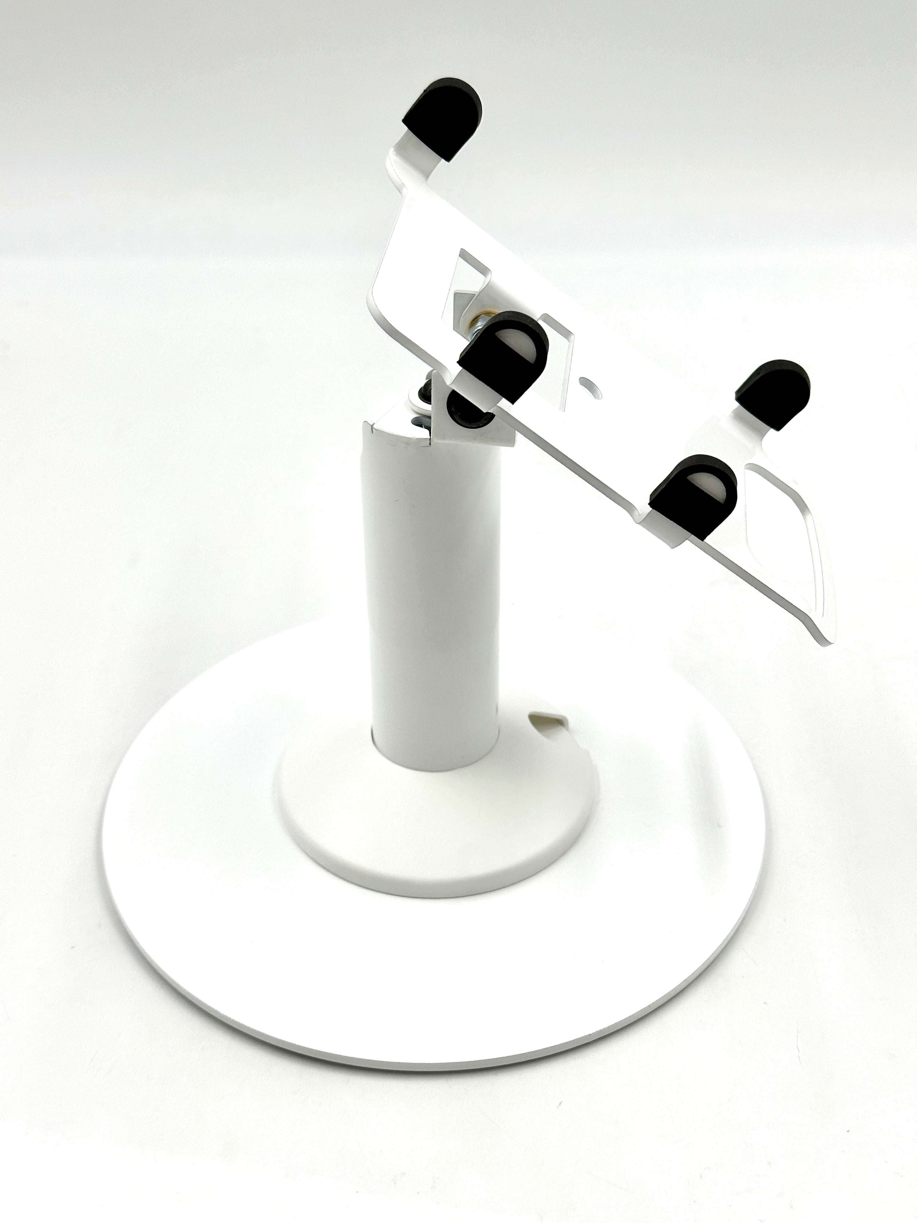 Square POS Freestanding Swivel and Tilt Stand with Round Plate (White)