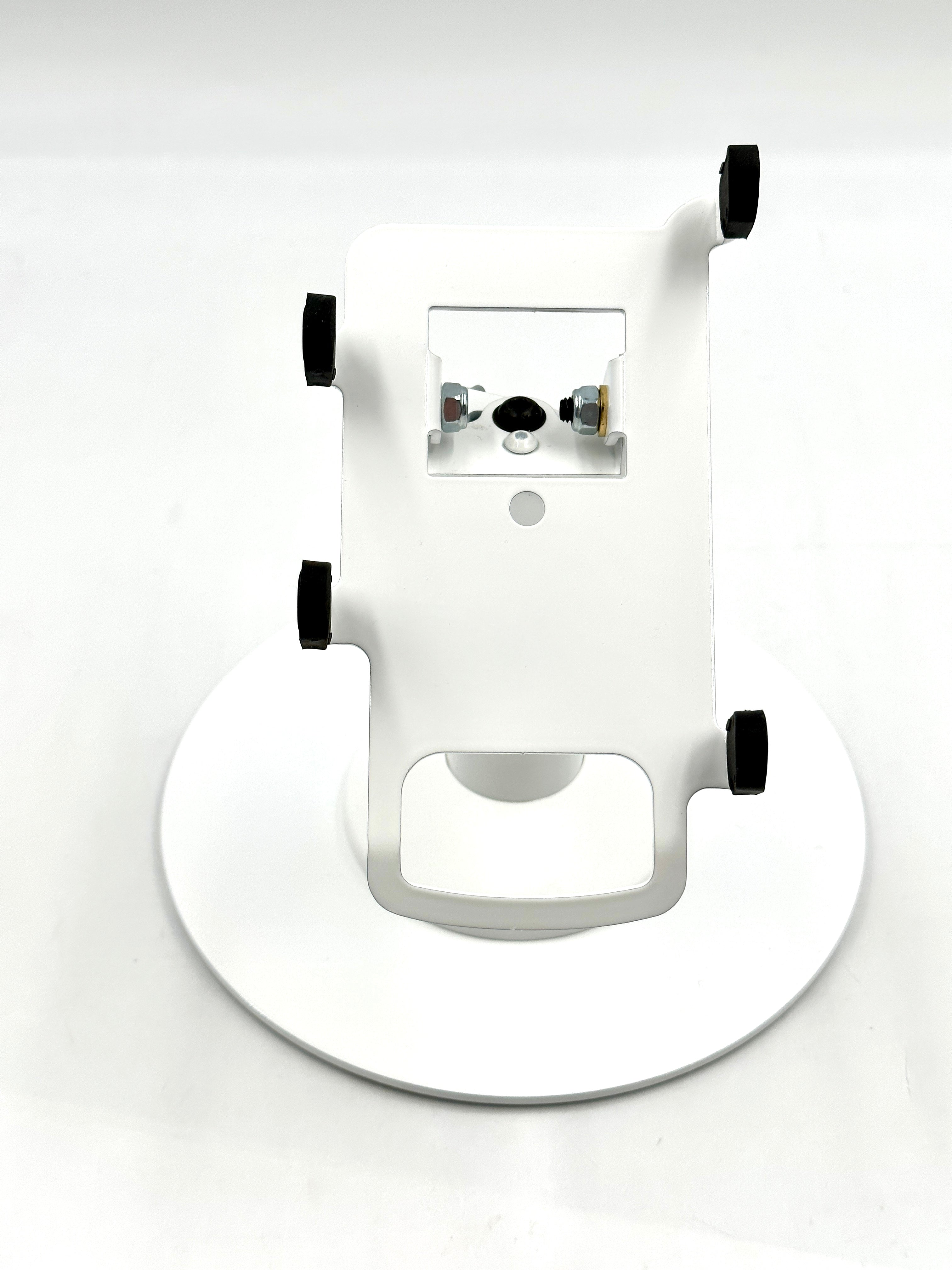 Square POS Freestanding Swivel and Tilt Stand with Round Plate (White)