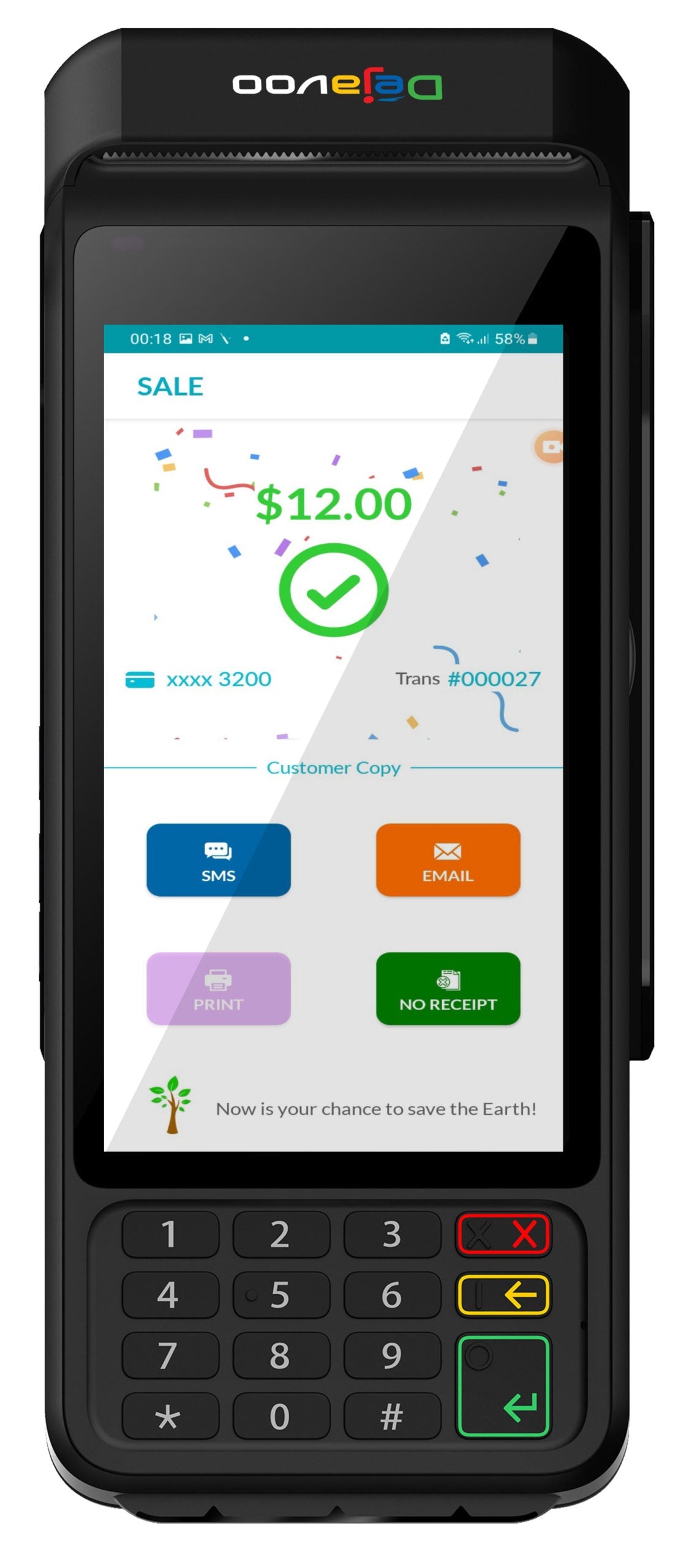 Payroc - Dejavoo P3 Handheld Wireless Android BT, Wi-Fi and 4G Terminal / PIN Pad - New