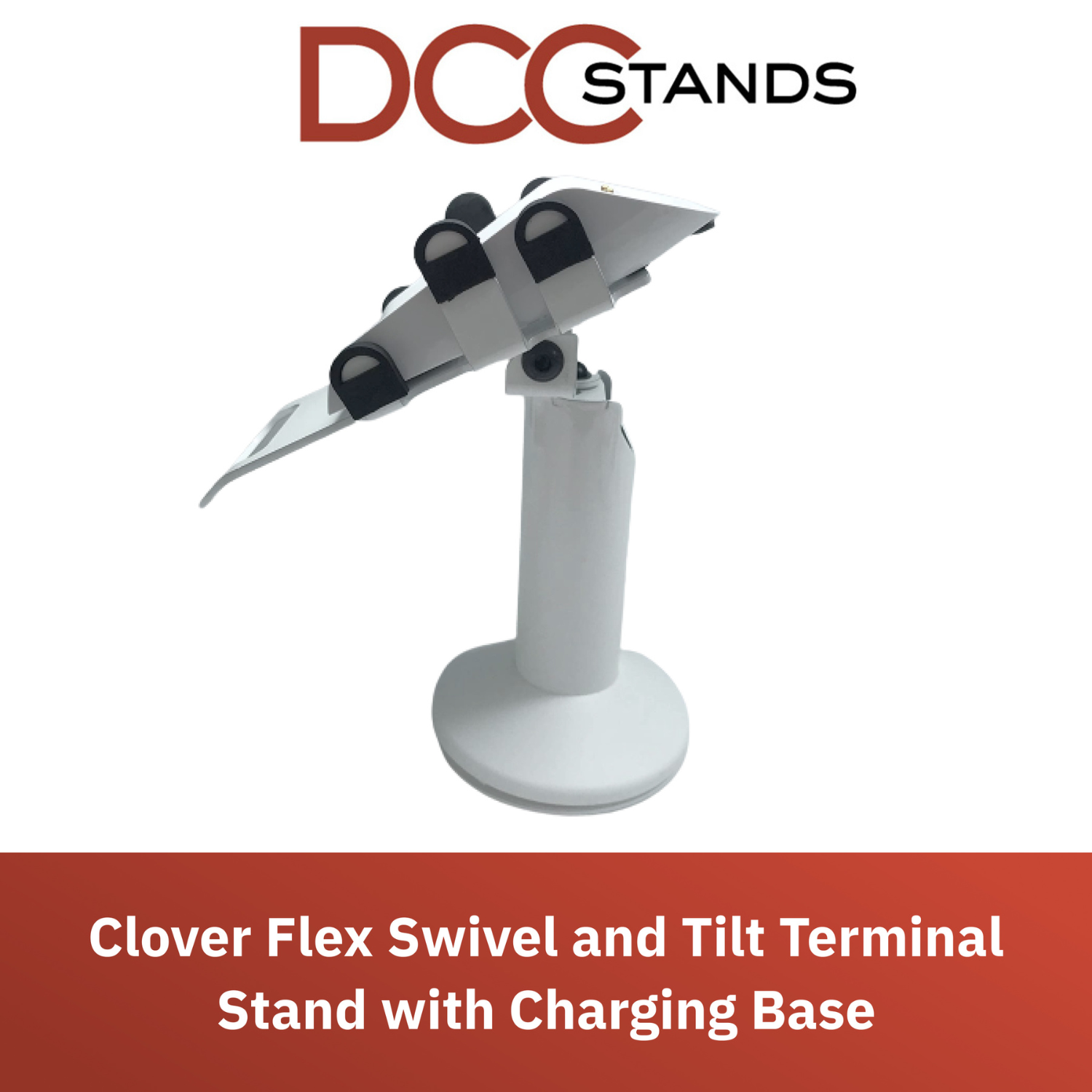 Clover Flex Screw Mounted Swivel and Tilt Stand with Charging Base (White) for C401U POS