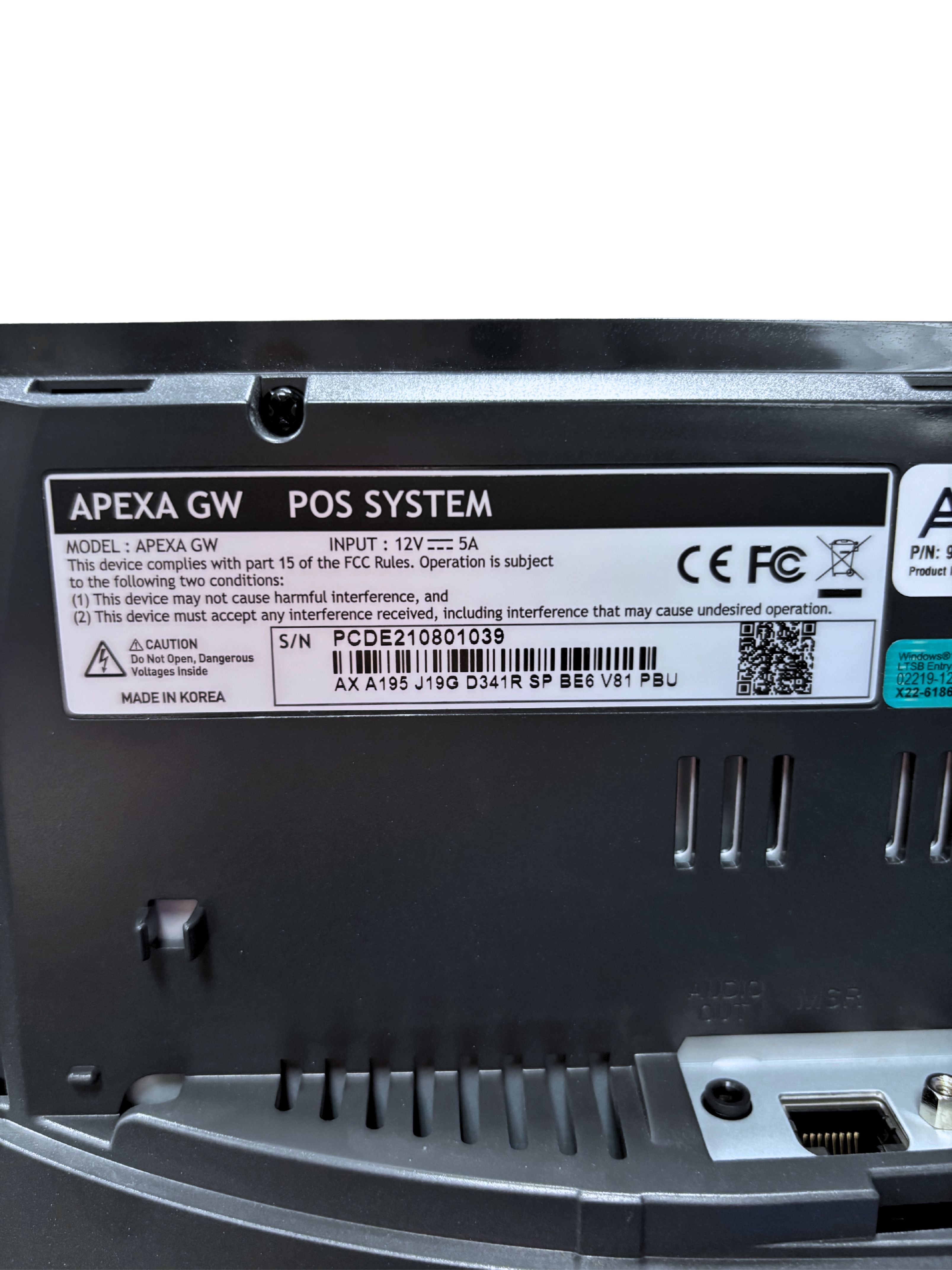 POSBANK Apexa GW 19.5" Touchscreen Windows POS Terminal with Stand & Power Supply - New