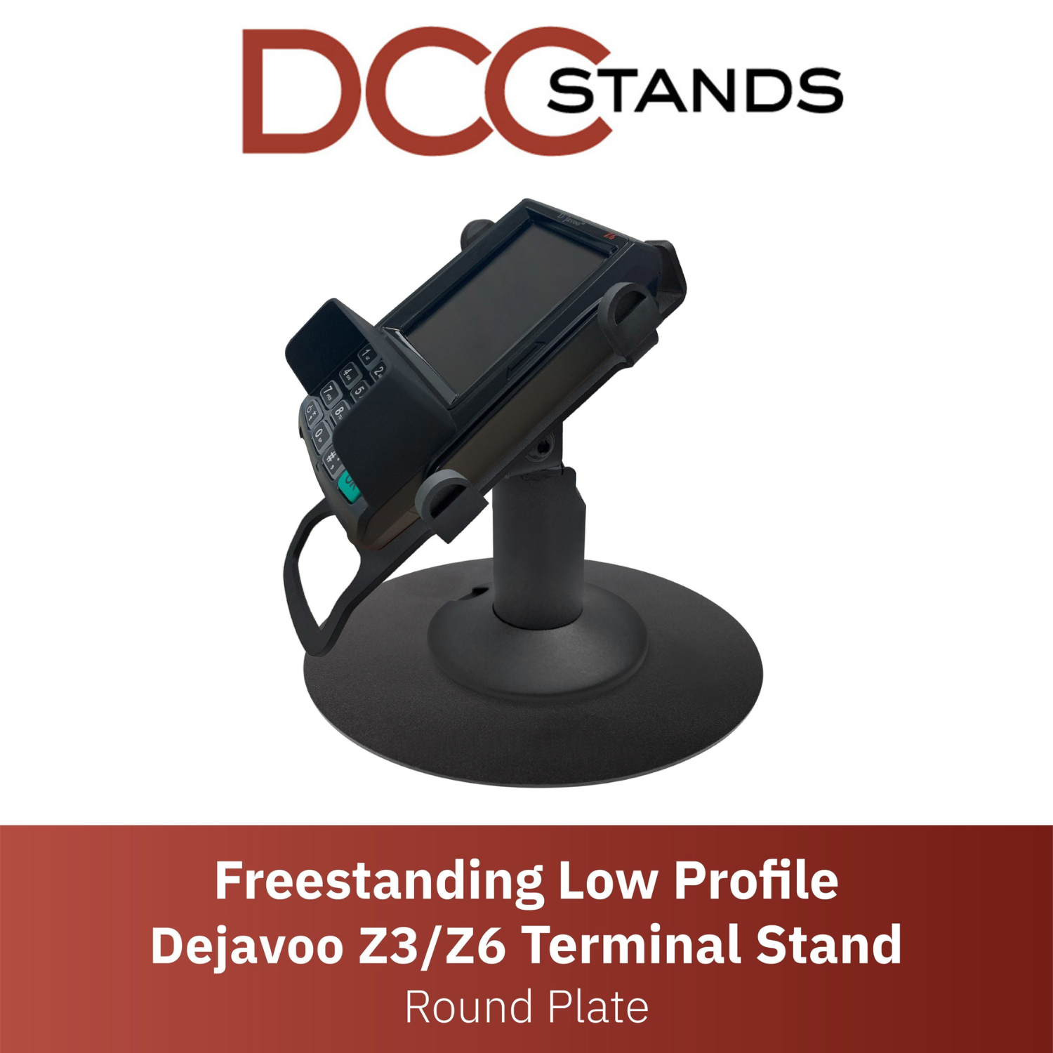 Castles VEGA3000 PIN Pad Low Freestanding Swivel and Tilt Stand with Round Plate