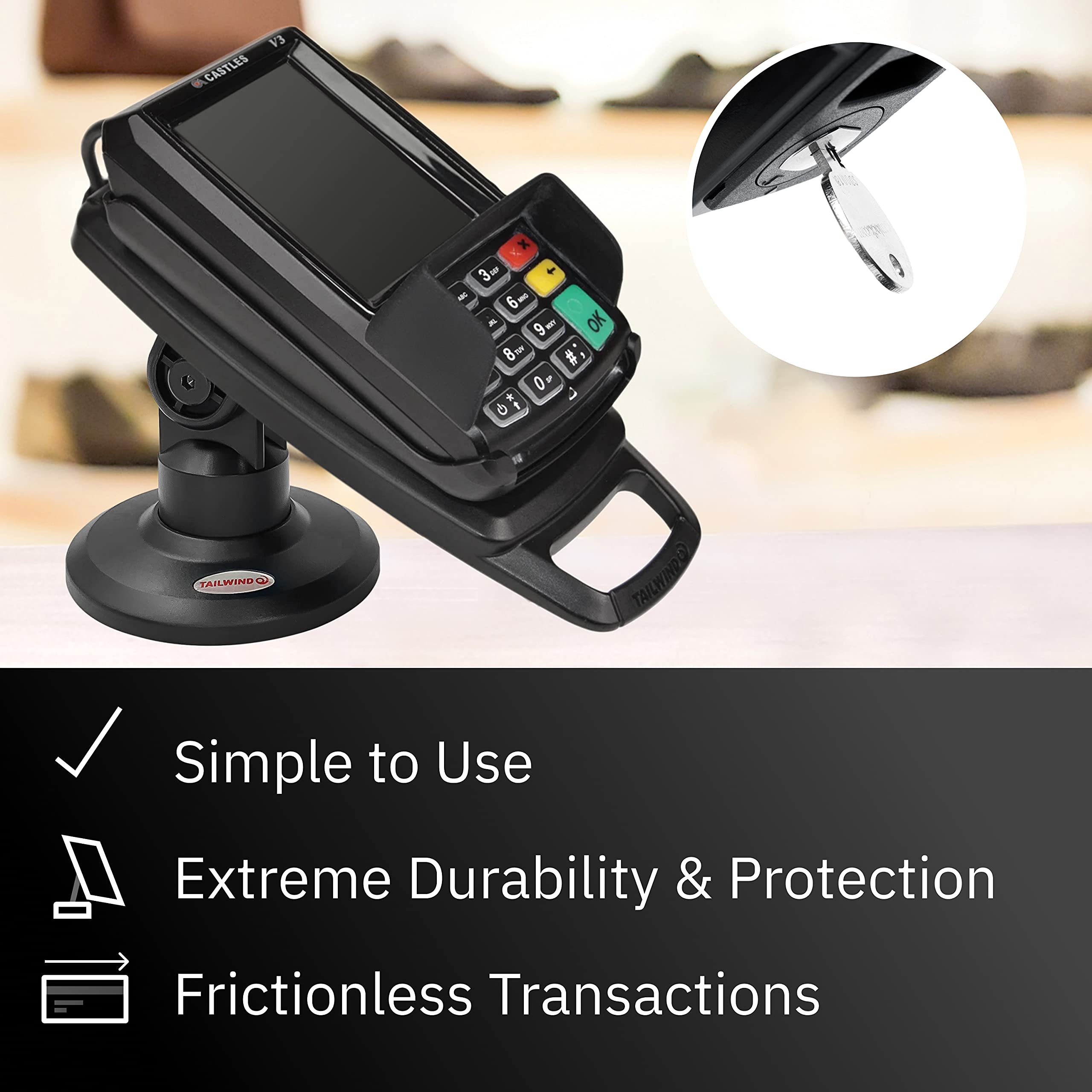 Dejavoo Z3/Z6 3" Key Locking Compact Pole Mount Stand - Fits Dejavoo Z6 HW # v1.3