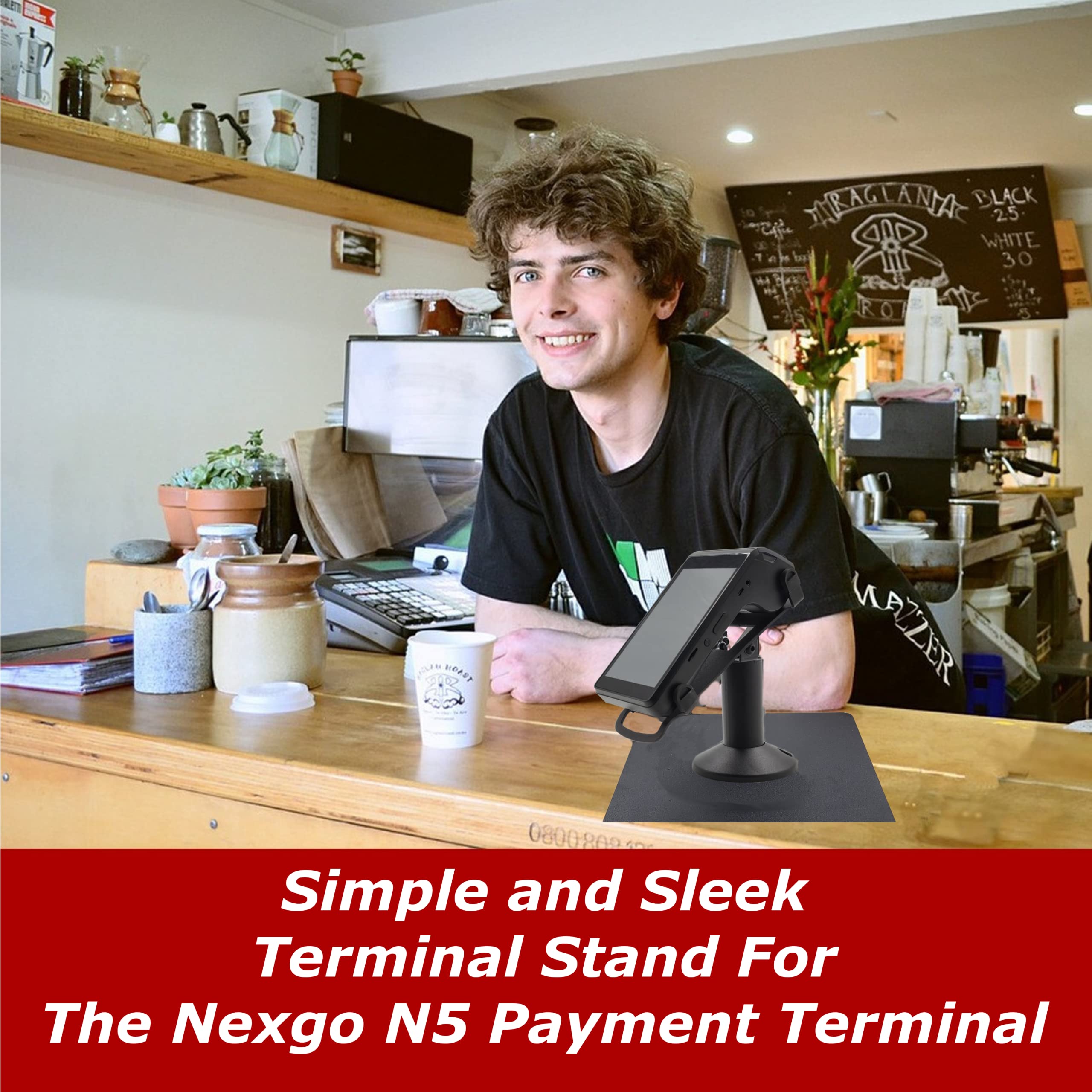 Nexgo N5 Low Profile Freestanding Swivel and Tilt Stand with Square Plate