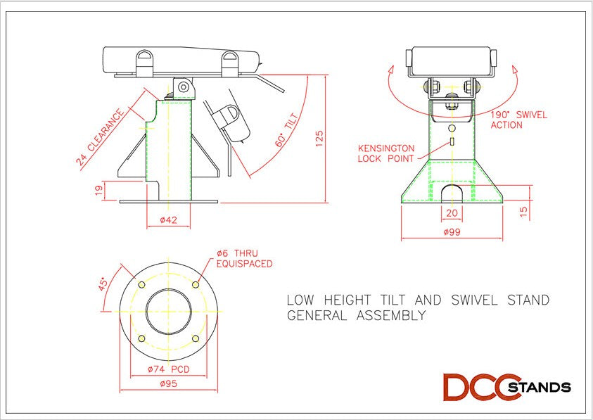 PAX A80 Low Profile Swivel and Tilt Freestanding Metal Stand with Square Plate - DCCSUPPLY.COM