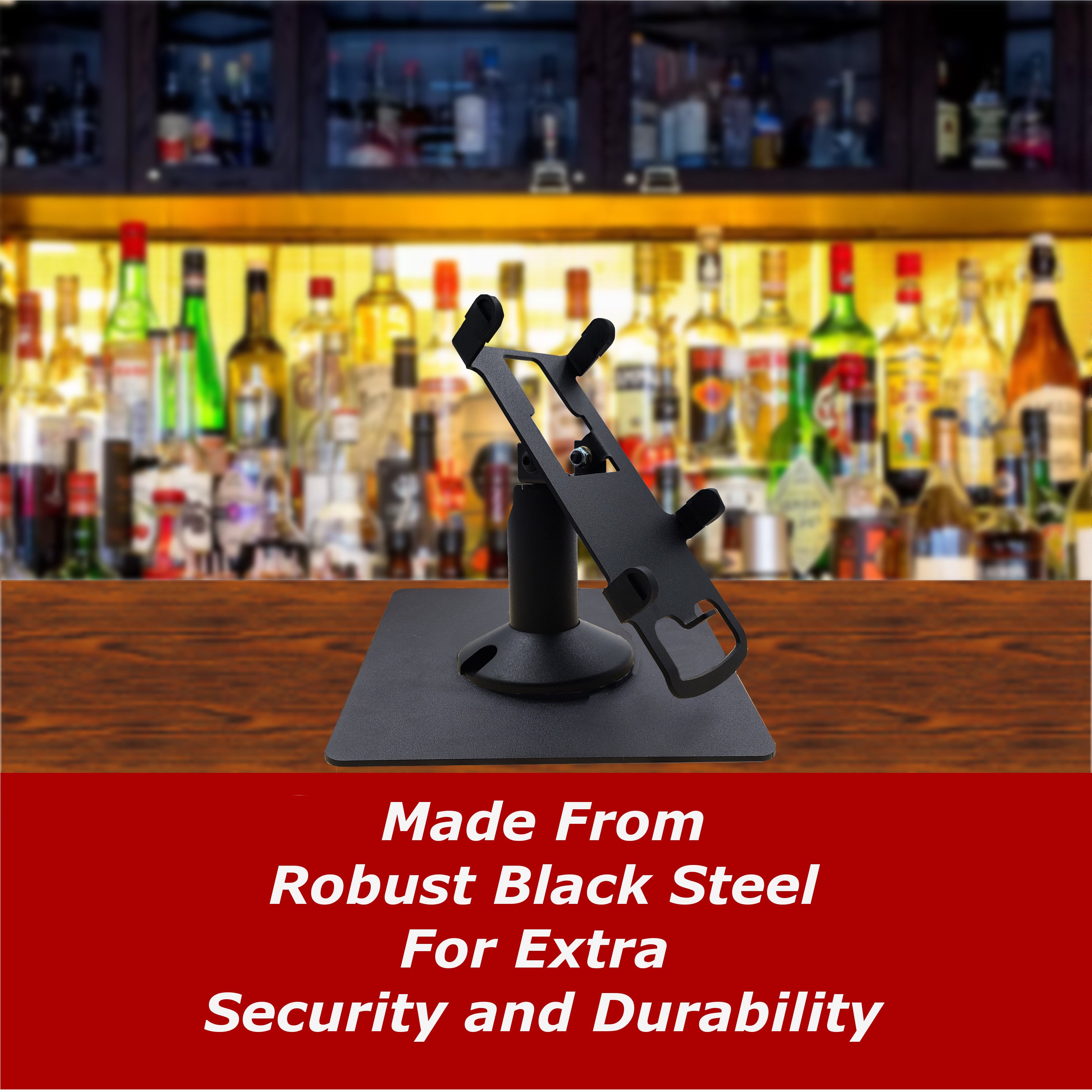 PAX A930 (Shift4) Low Freestanding Swivel and Tilt Stand with Square Plate