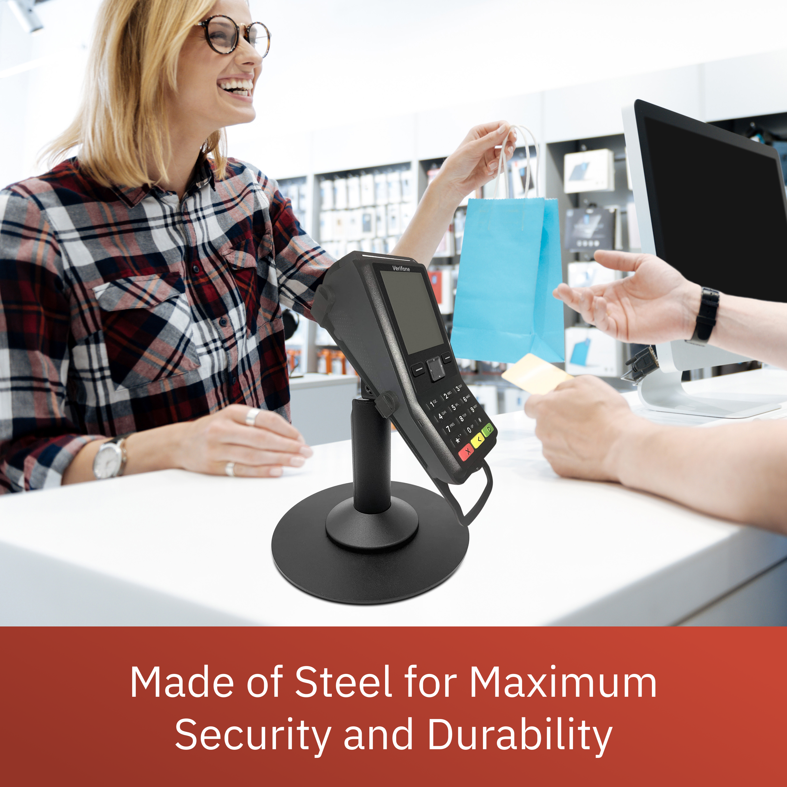 Verifone V200 / V400 Freestanding Swivel and Tilt Stand with Round Plate