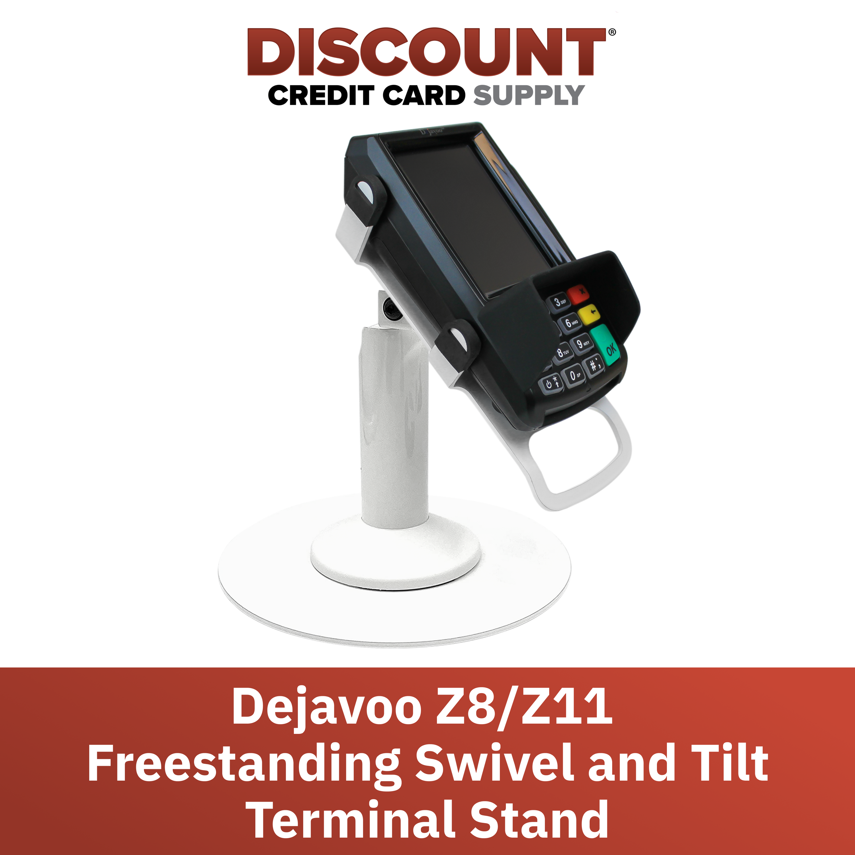 Dejavoo Z8 / Dejavoo Z11 Freestanding Swivel and Tilt Stand with Round Plate (White) - Fits Dejavoo Z11 HW # v1.3