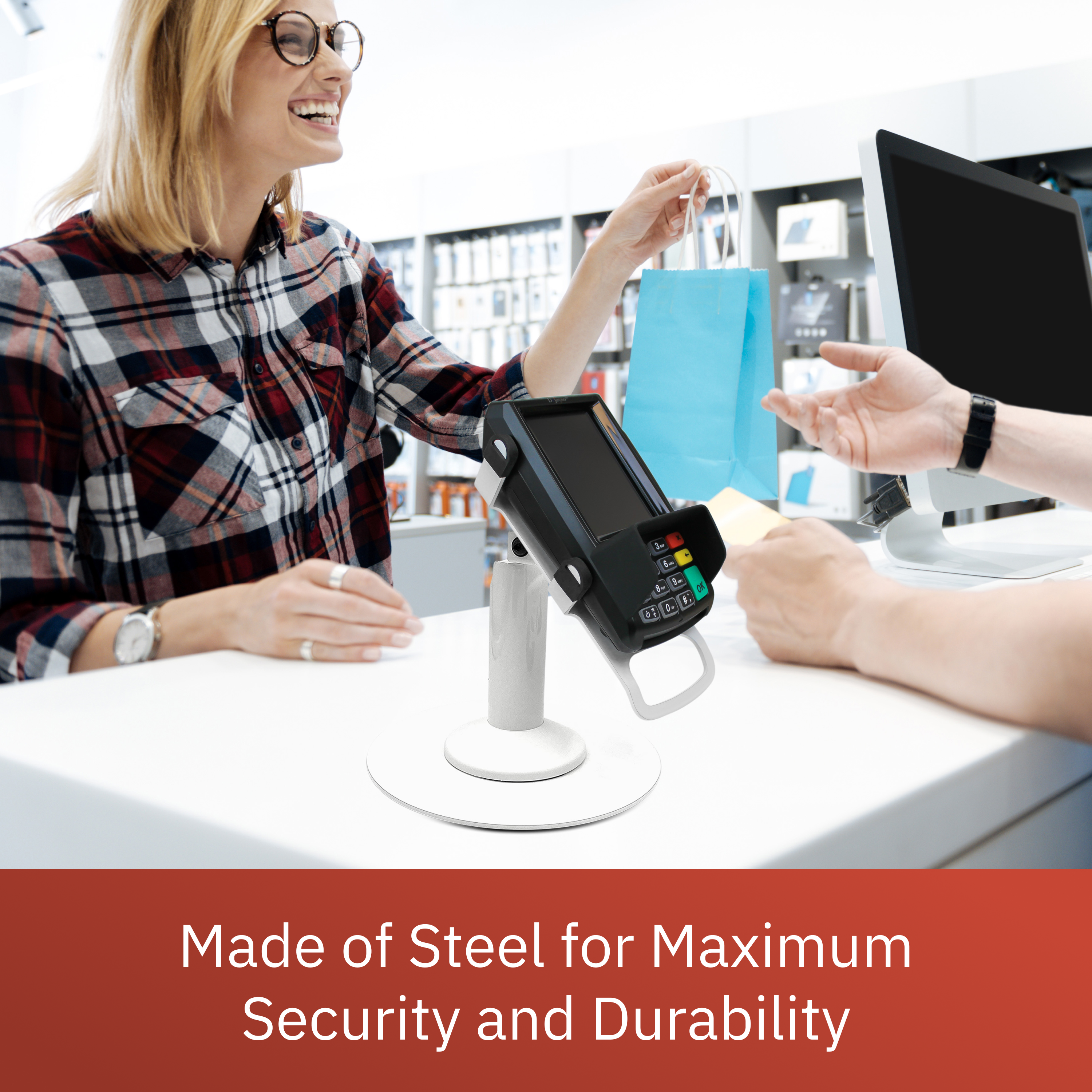 Dejavoo Z8 / Dejavoo Z11 Freestanding Swivel and Tilt Stand with Round Plate (White) - Fits Dejavoo Z11 HW # v1.3