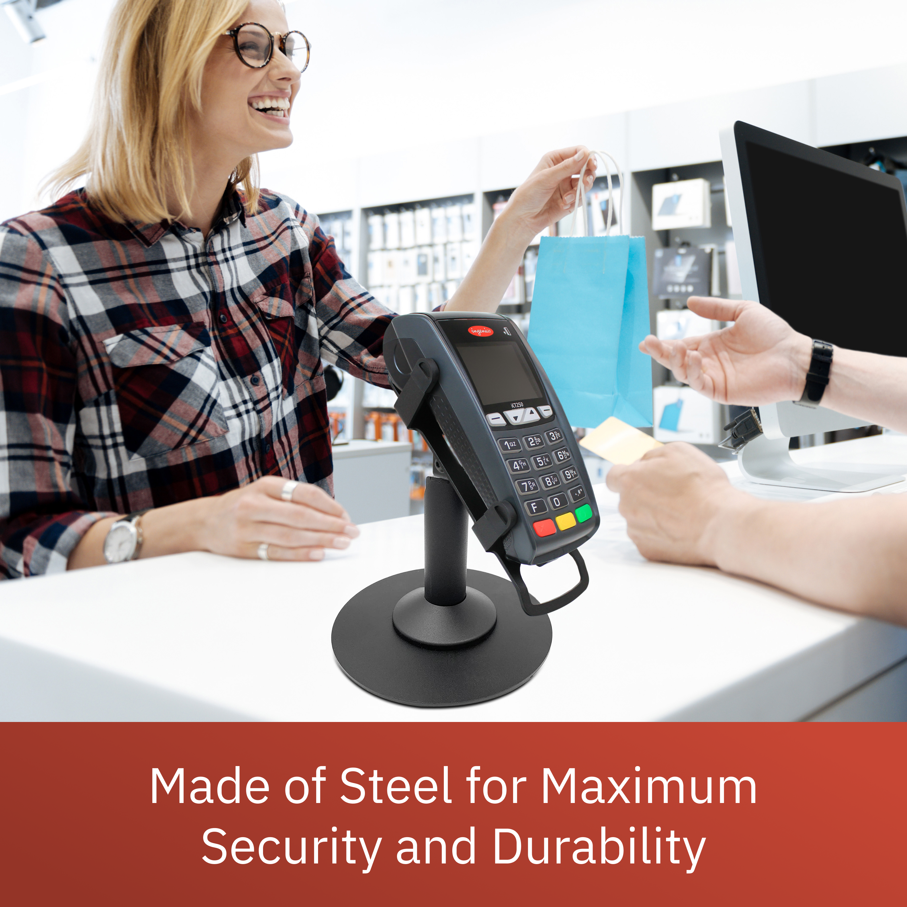 Ingenico ICT 220 / Ingenico ICT 250 Freestanding Swivel and Tilt Stand with Round Plate