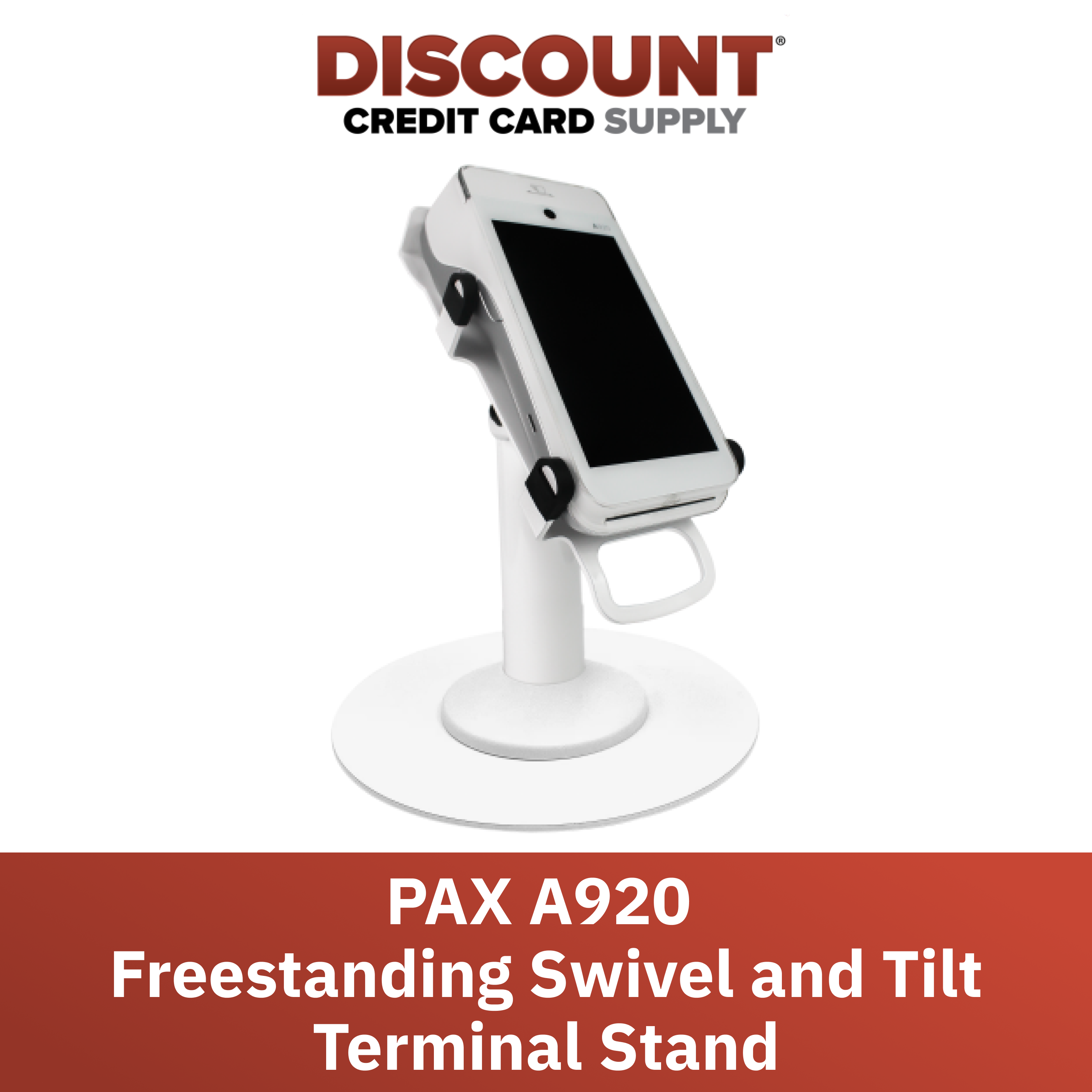 PAX A920 / A920 Pro Freestanding Swivel and Tilt Stand with Round Plate (White)