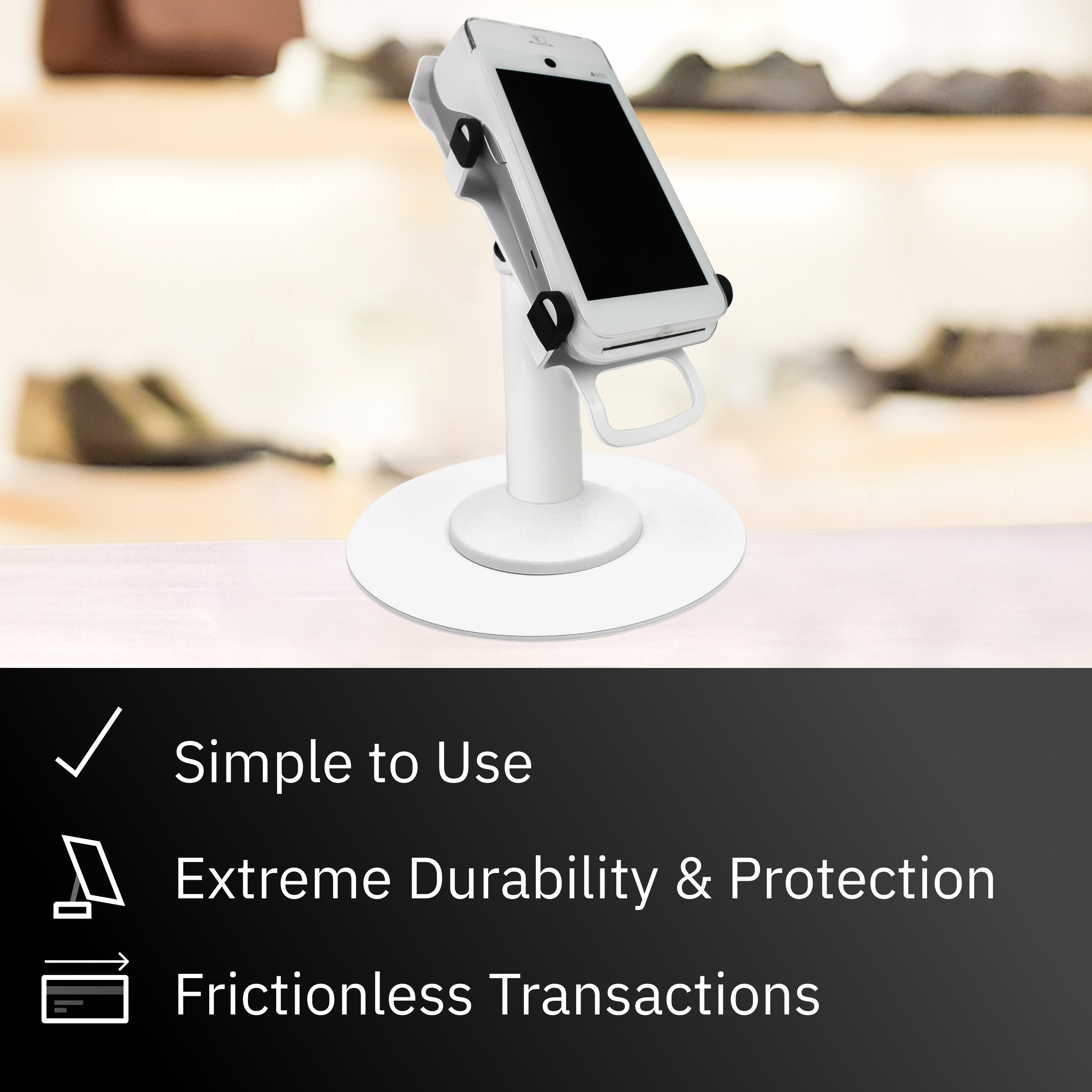 PAX A920 / A920 Pro Freestanding Swivel and Tilt Stand with Round Plate (White)