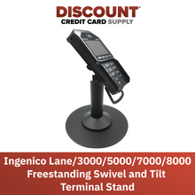 Load image into Gallery viewer, Ingenico Lane 3000 / 5000 / 7000 / 8000 Freestanding Swivel and Tilt Metal Stand with Round Plate
