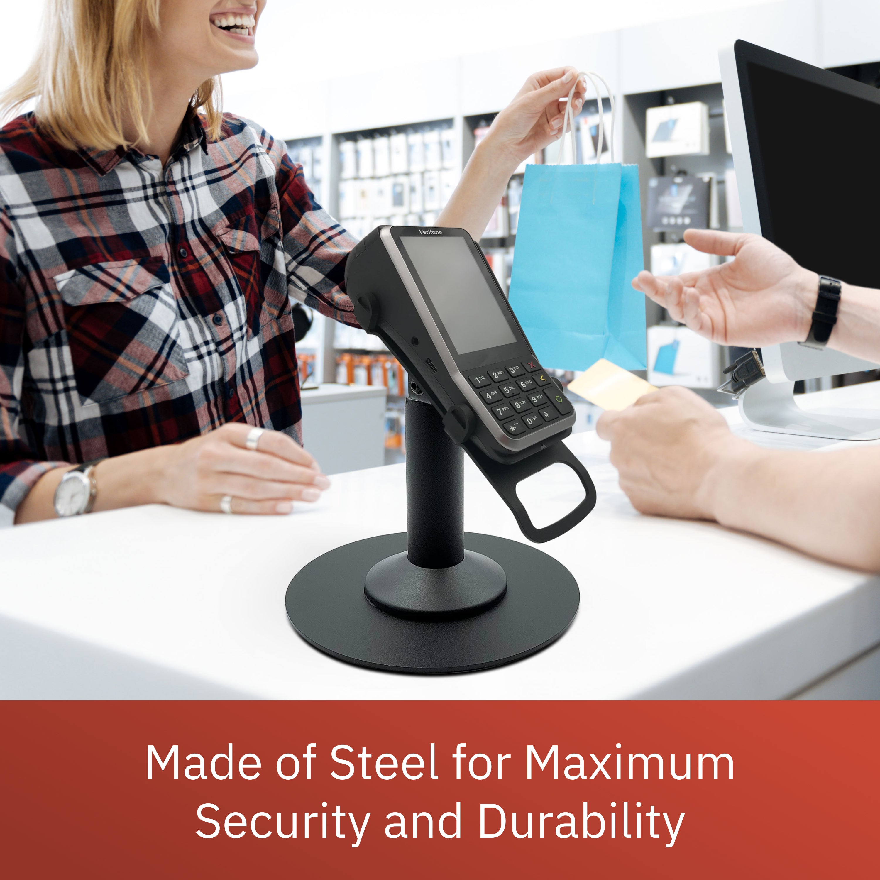 Verifone V400M Freestanding Swivel and Tilt Stand with Round Plate