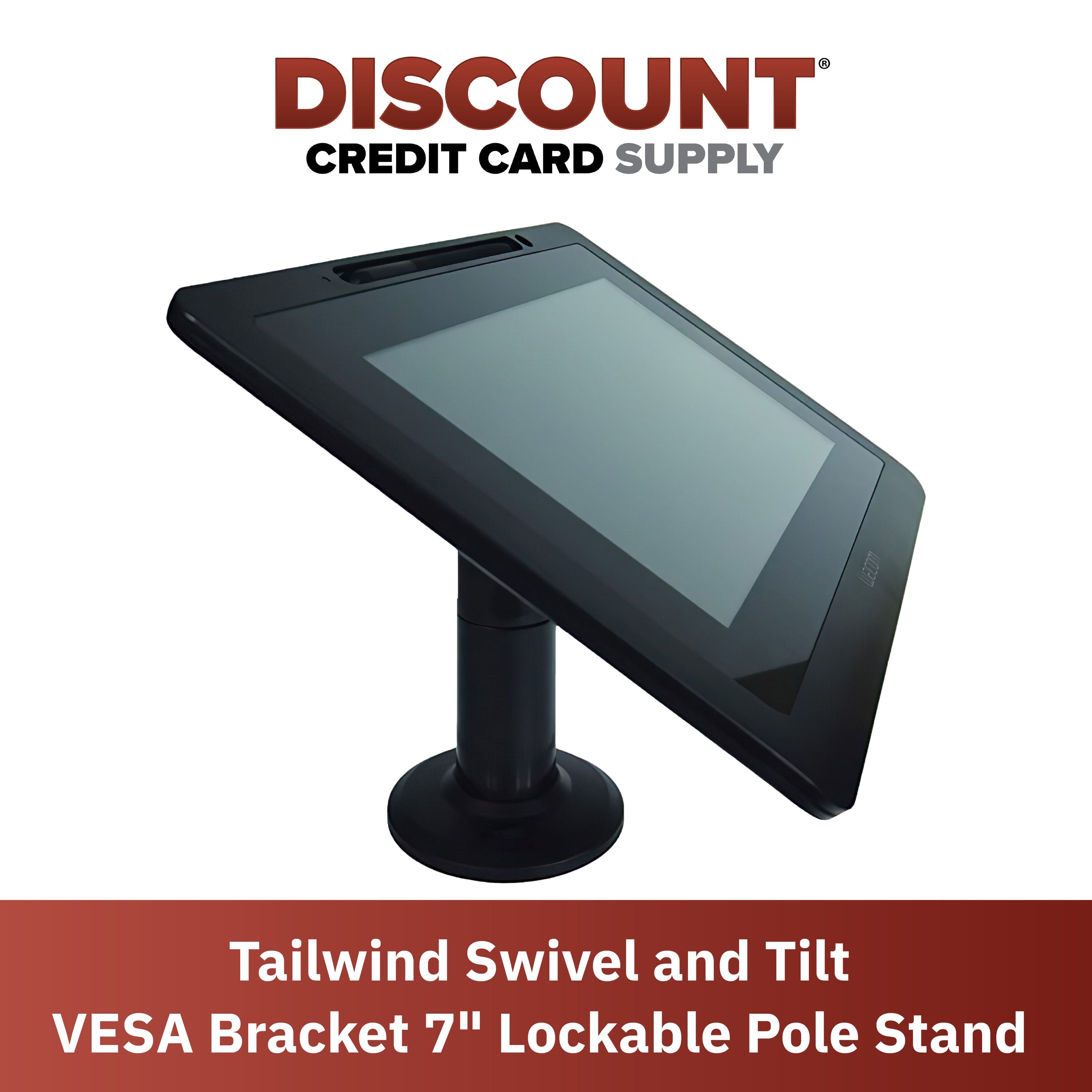 VESA Bracket with 7" Key Locking Compact Pole Mount Terminal Stand - DCCSUPPLY.COM