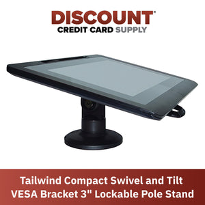 VESA Bracket with 3" Key Locking Compact Pole Mount Terminal Stand - DCCSUPPLY.COM