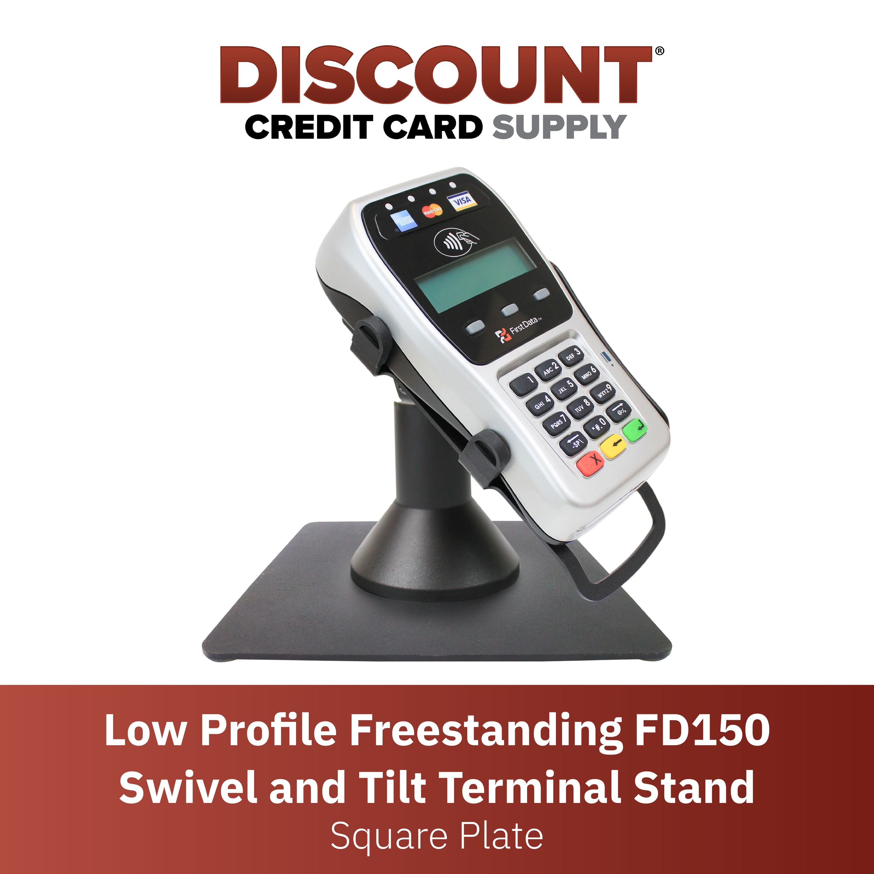 First Data FD35/ FD40 Low Profile Swivel and Tilt Freestanding Metal Stand with Square Plate - DCCSUPPLY.COM