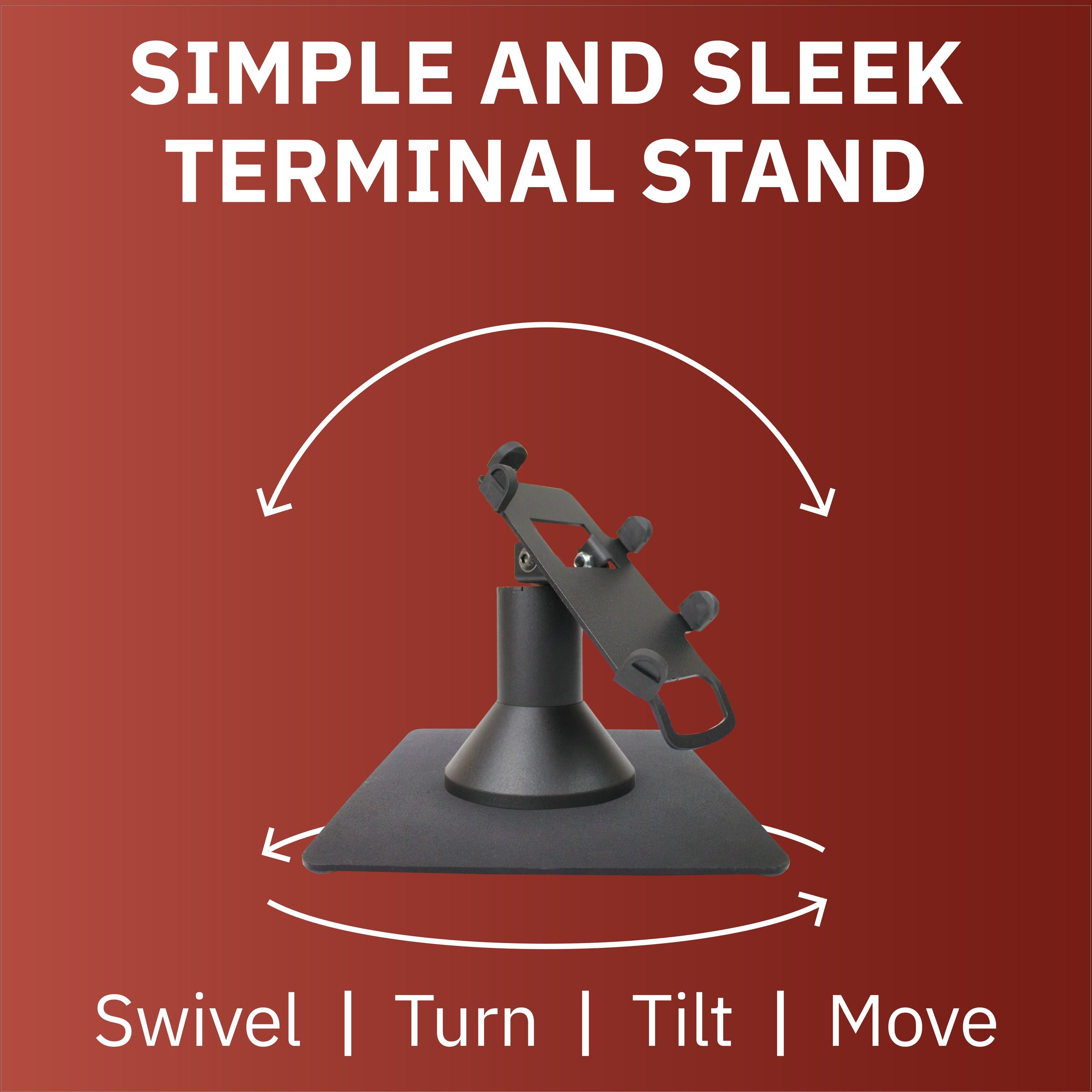 First Data RP10 Low Profile Swivel and Tilt Freestanding Metal Stand with Square Plate - DCCSUPPLY.COM