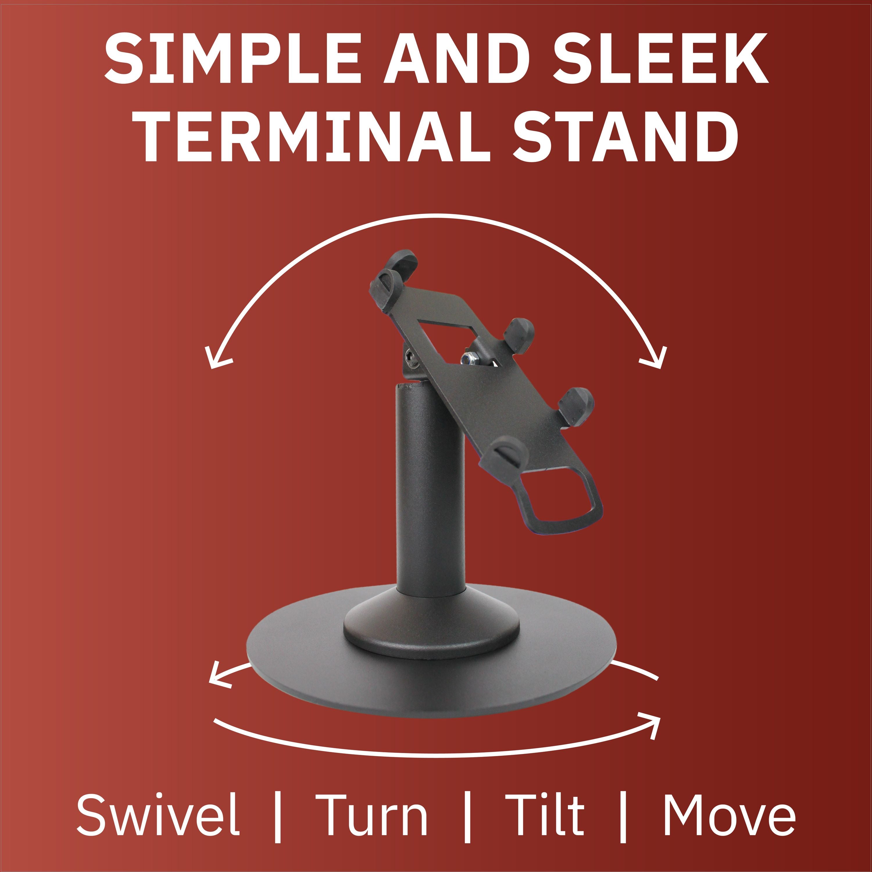 First Data RP10 PIN Pad Freestanding Swivel and Tilt Metal Stand with Round Plate - DCCSUPPLY.COM