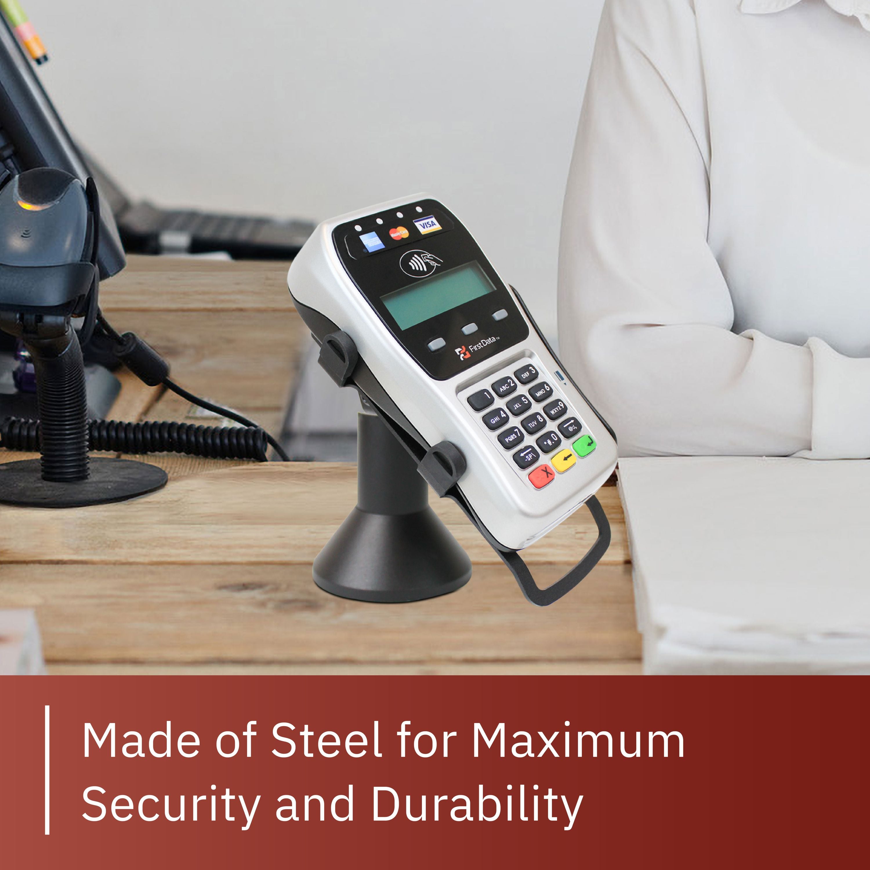 First Data FD35/ FD40 PIN Pad Low Profile Swivel and Tilt Metal Stand - DCCSUPPLY.COM
