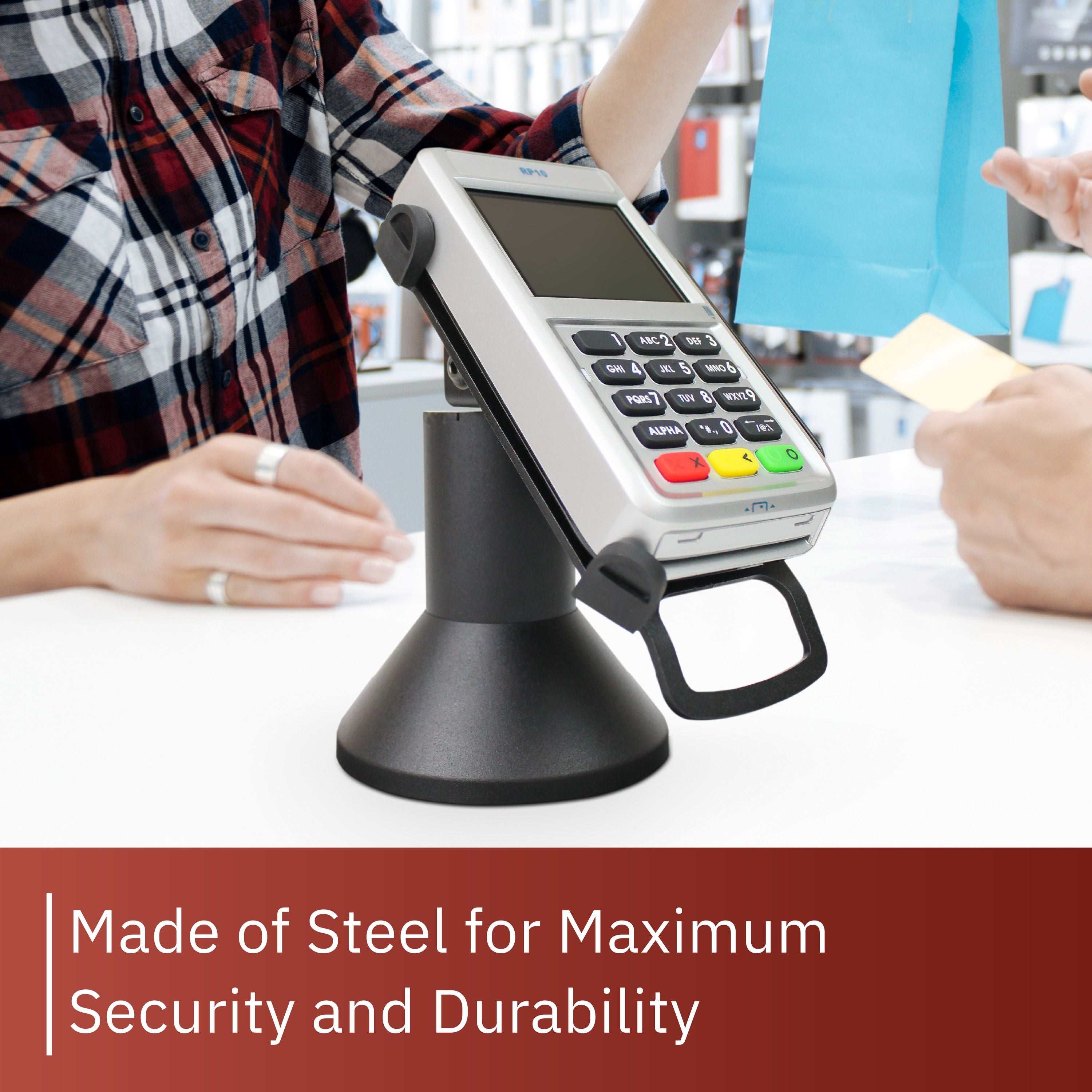First Data RP10 PIN Pad Low Profile Swivel and Tilt Metal Stand - DCCSUPPLY.COM