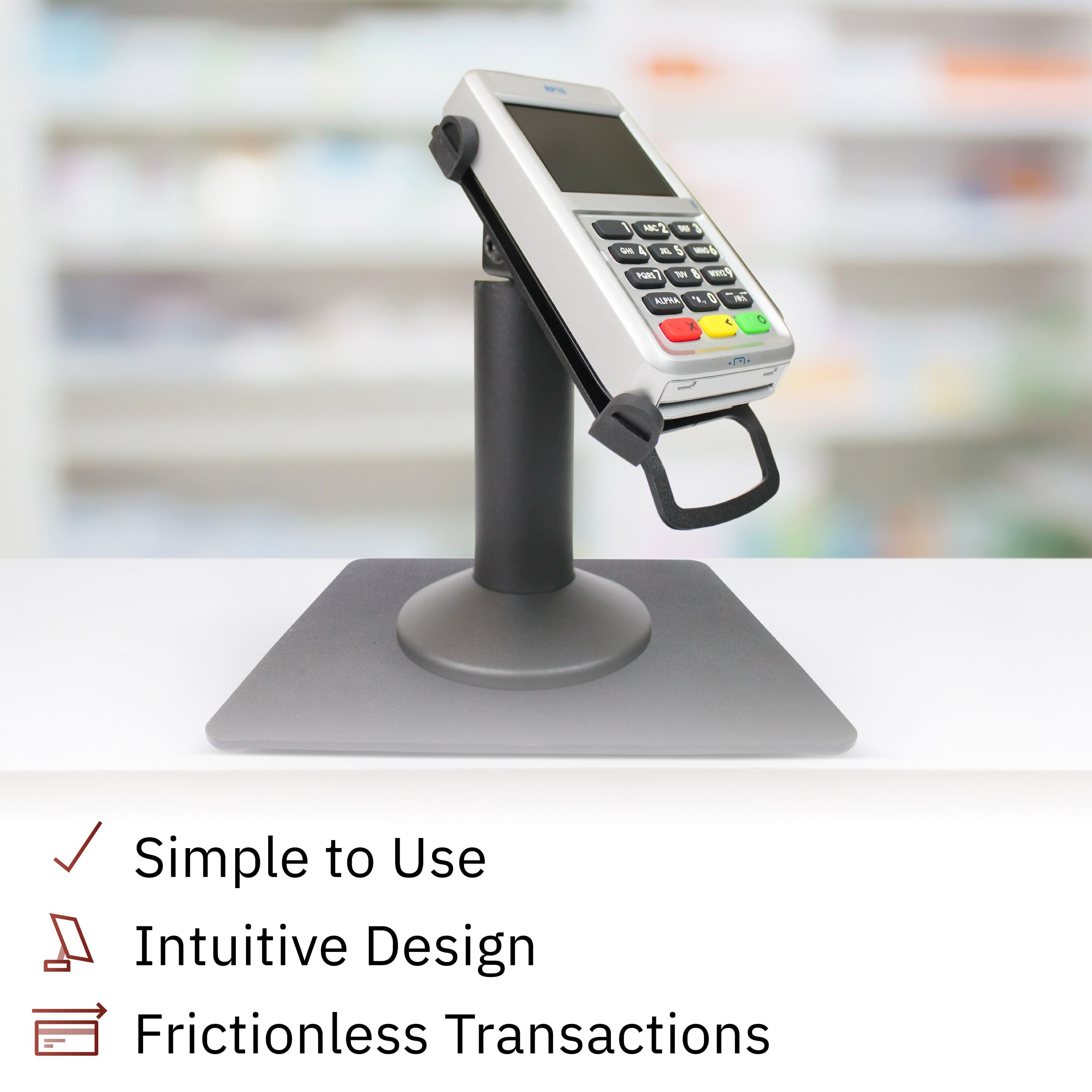 First Data RP10 PIN Pad Freestanding Swivel Metal Stand with Square Plate - DCCSUPPLY.COM