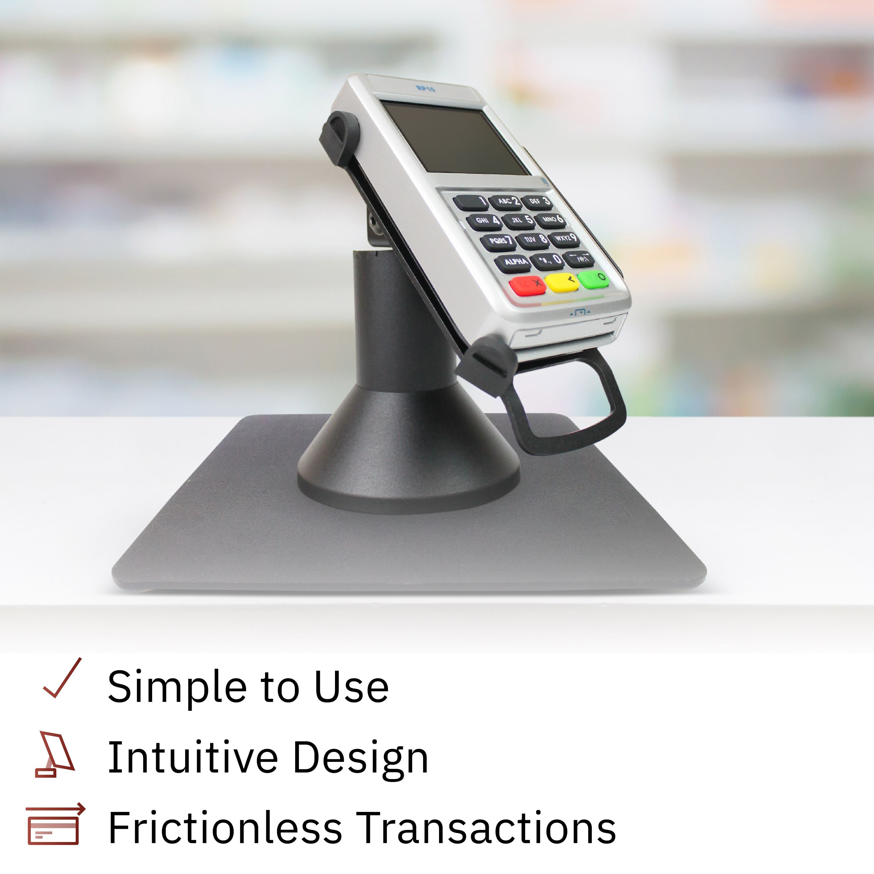 First Data RP10 Low Profile Swivel and Tilt Freestanding Metal Stand with Square Plate - DCCSUPPLY.COM