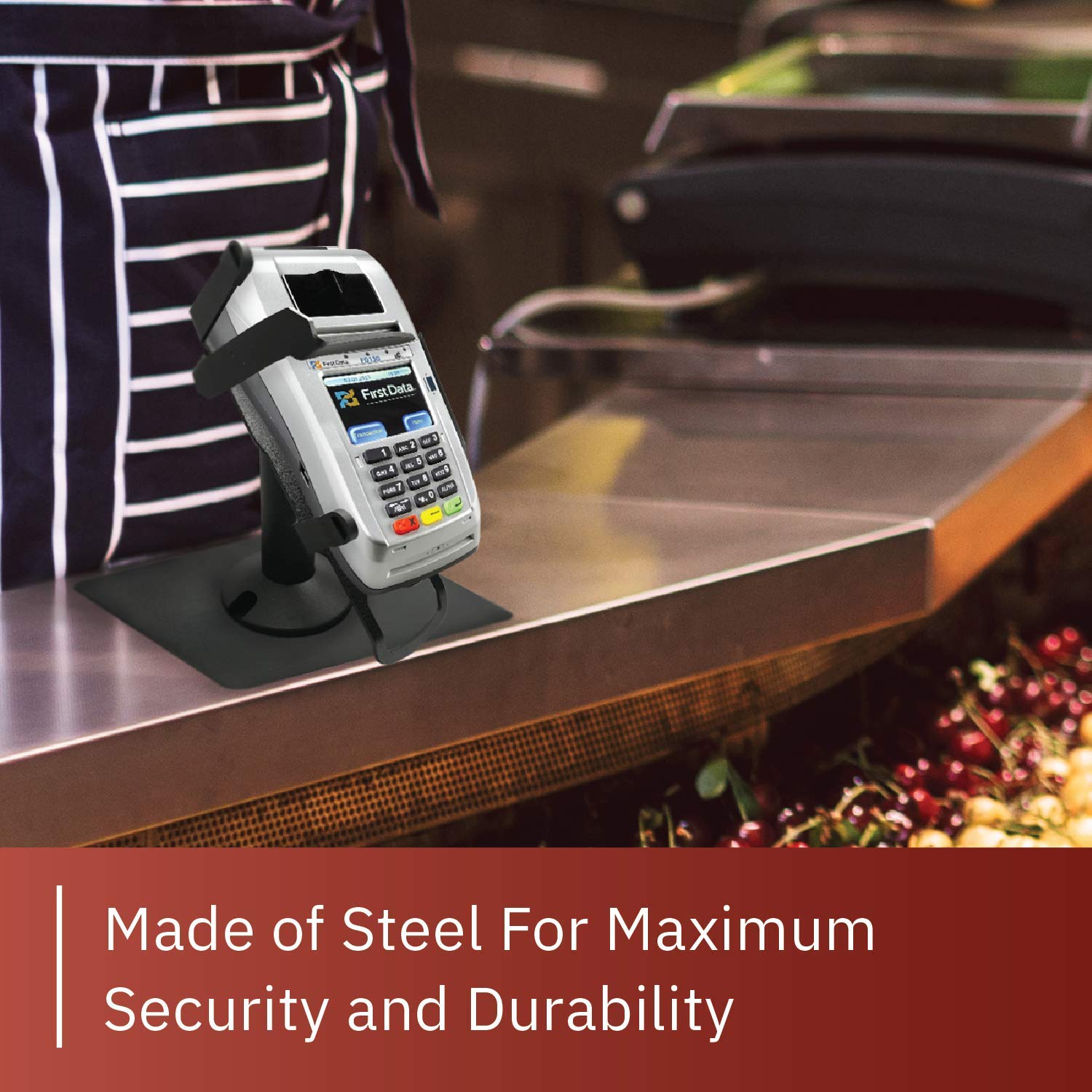 First Data FD150 Key Locking Freestanding Swivel and Tilt Stand with Square Plate