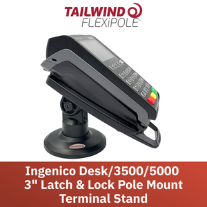 Ingenico Desk 3500/5000 3" Key Locking Compact Pole Mount Terminal Stand