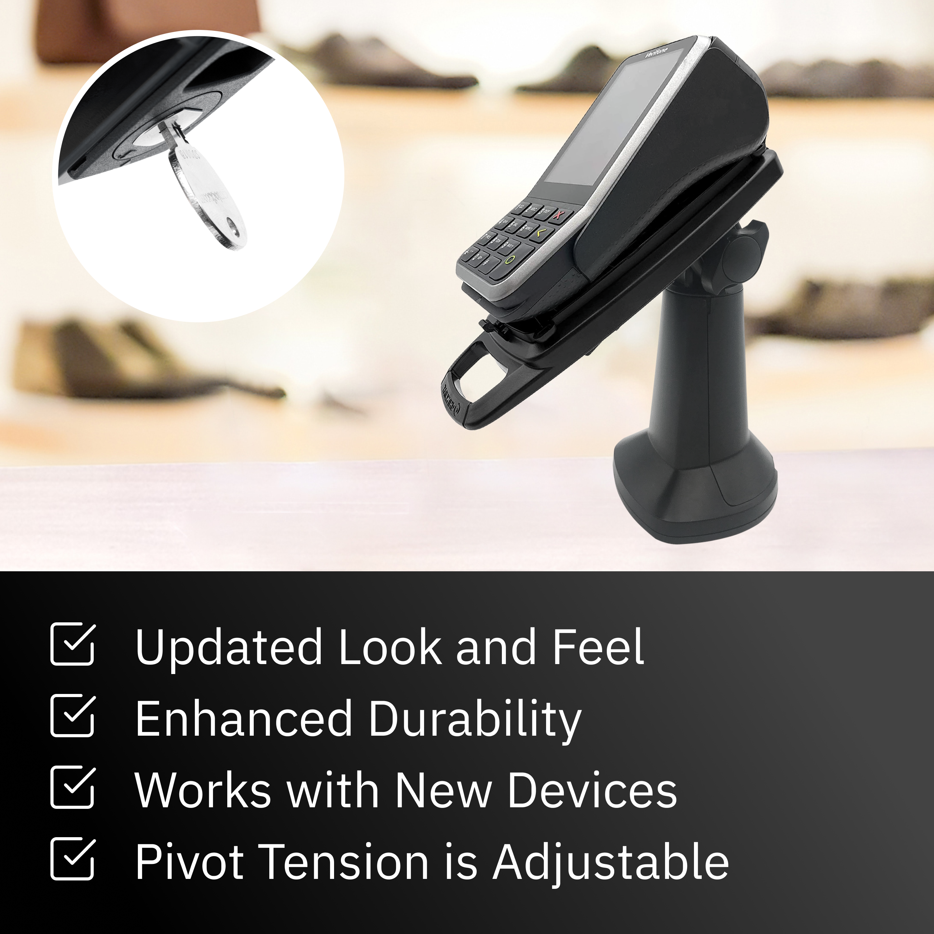 Verifone V200/V400 7" Key Locking Pole Mount Terminal Stand