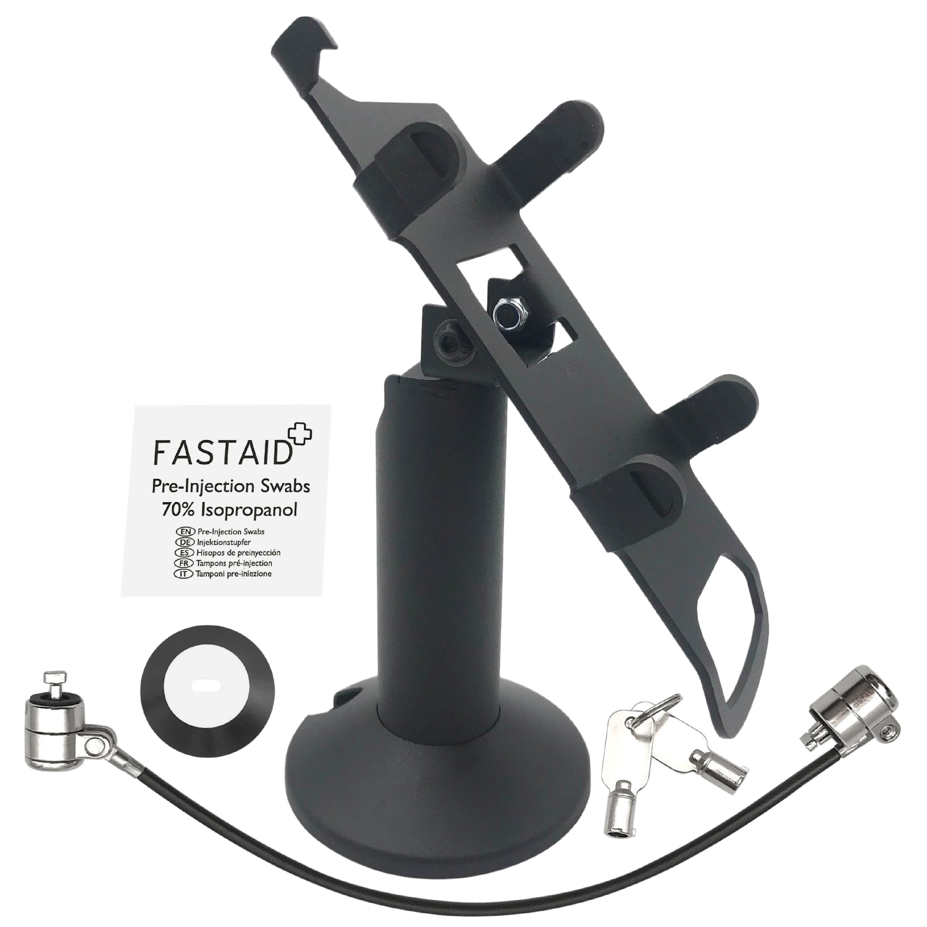 Ingenico Move/3500/5000 Swivel and Tilt Terminal Stand with Device to Stand Security Tether Lock, Two Keys 8" (Black) - DCCSUPPLY.COM