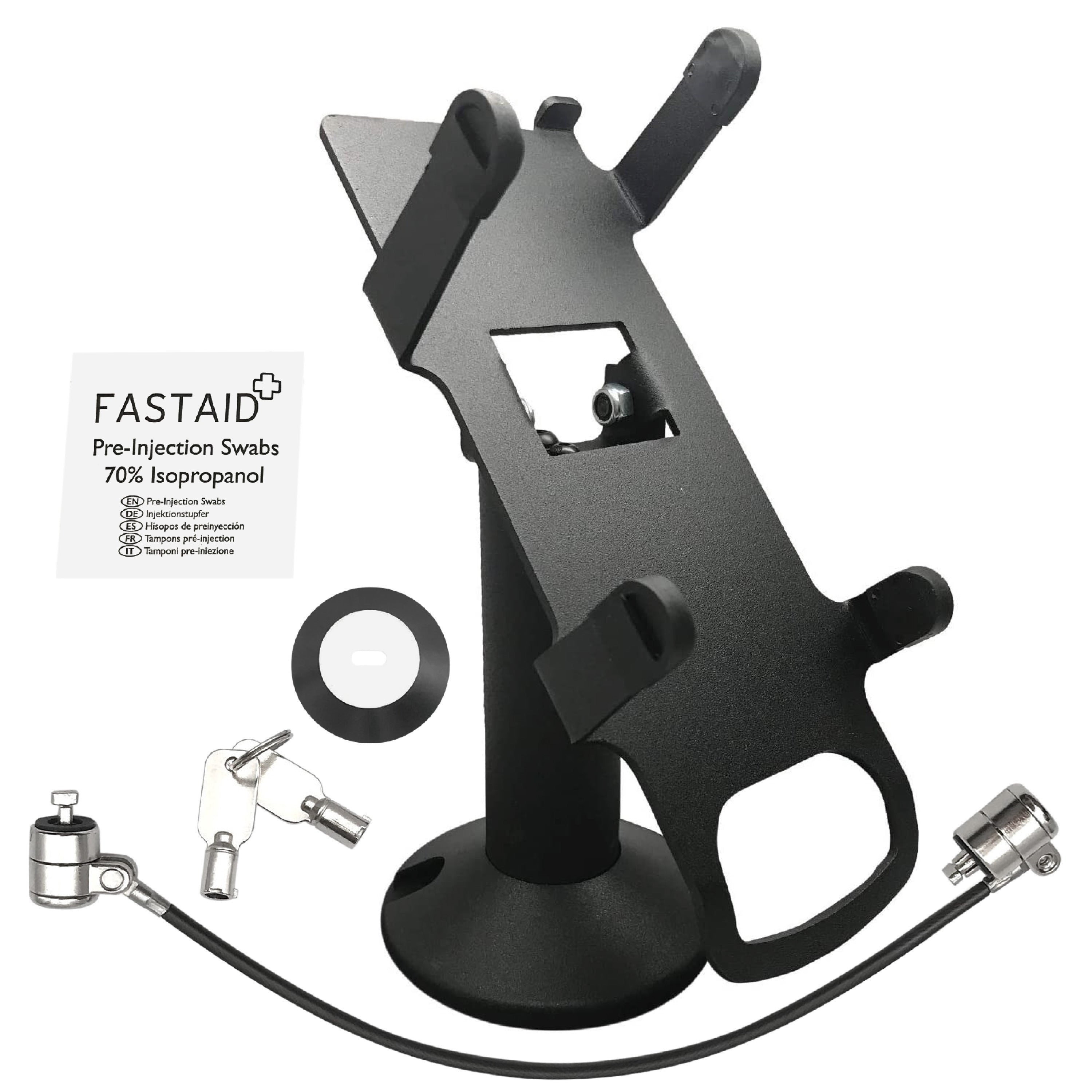 First Data FD150 Swivel and Tilt Terminal Stand with Device to Stand Security Tether Lock, Two Keys 8" (Black) - DCCSUPPLY.COM