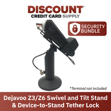 Load image into Gallery viewer, Dejavoo Z3/Z6 Swivel and Tilt Black Metal Stand with Device to Stand Security Tether Lock, Two Keys 8&quot; (Black) - DCCSUPPLY.COM
