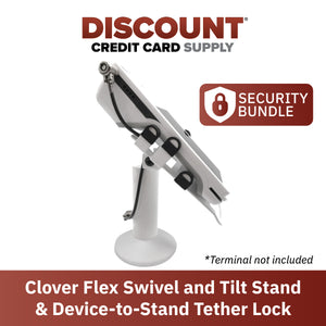 Clover Flex Swivel and Tilt Terminal Stand with Device to Stand Security Tether Lock, Two Keys 8" (Black) - DCCSUPPLY.COM